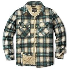 Men's Sherpa Cotton Flannel Shirt Jacket Plaid Button Coat Pocket customer photo 1