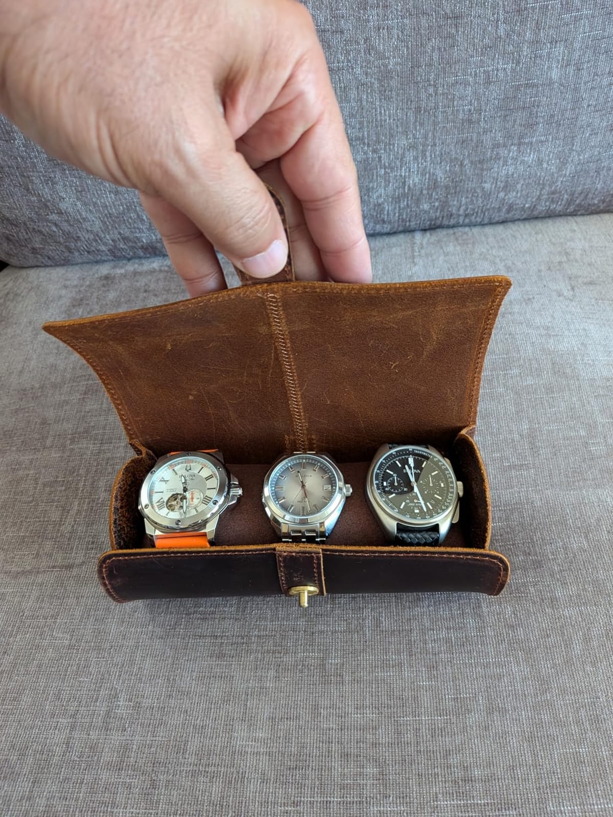 Acidea Genuine Leather Watch Roll Case - Travel Case for 3 Watches, Men's Accessories customer photo 1