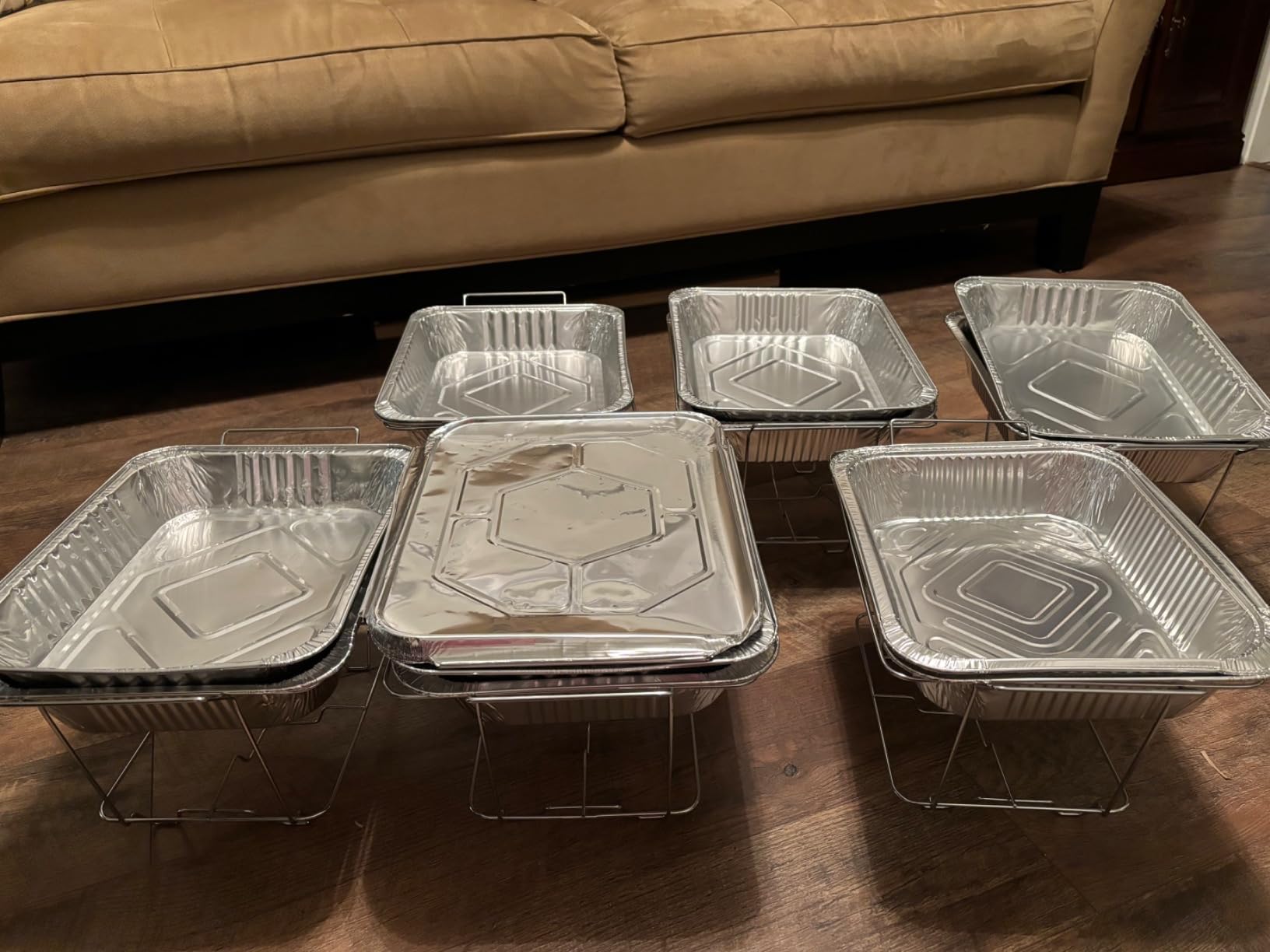 Disposable Chafing Dish Buffet Set, 33 Piece of Chafing Servers with Food Warmers, Covers, Full-Size Food Pans, Water Trays, Serving Utensils, Foil Lids and 4Hr Fuel Cans for Parties, Catering customer photo 1