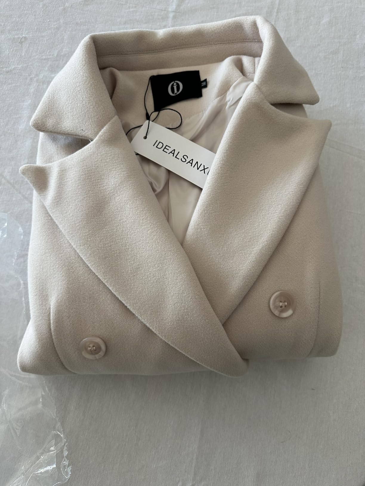 IDEALSANXUN Womens Long Wool Coat Double Breasted Trench Coat Fall Winter Clothes customer photo 2