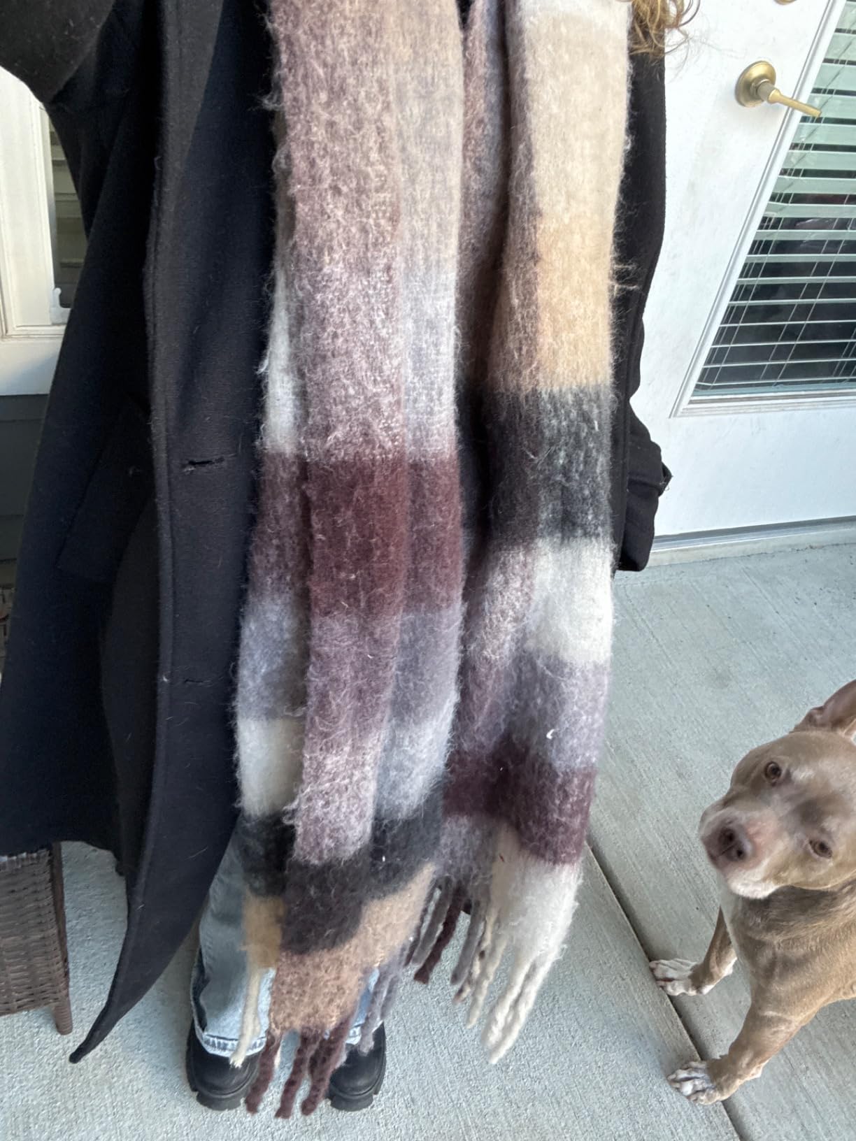 Chunky Winter Scarfs for Women Cold Weather Warm Knit Thick Plaid Scarf Long Large Oversized Checked Scarves customer photo 1