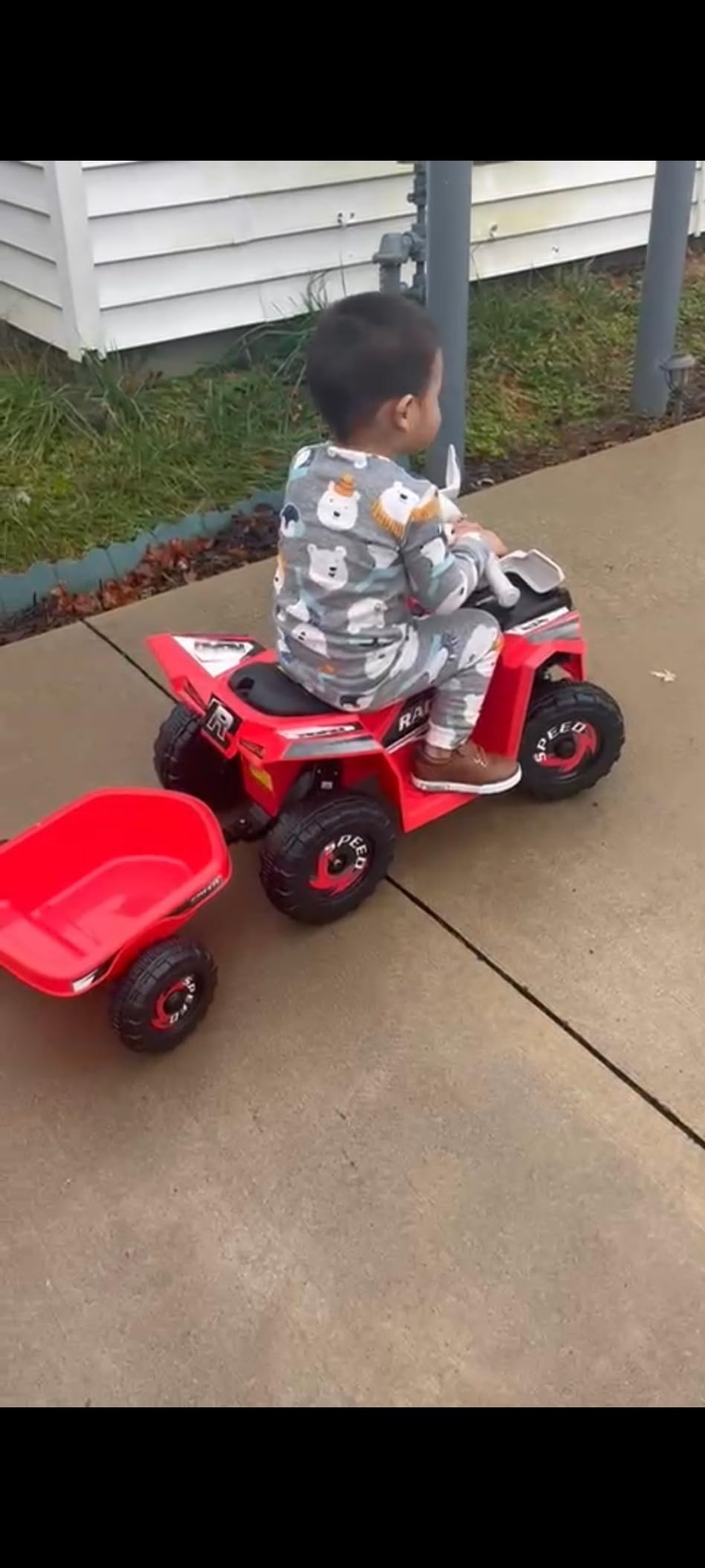 Aosom Kids ATV Quad Car with Back Trailer for Ages 18-36 Months 6V Red customer photo 1