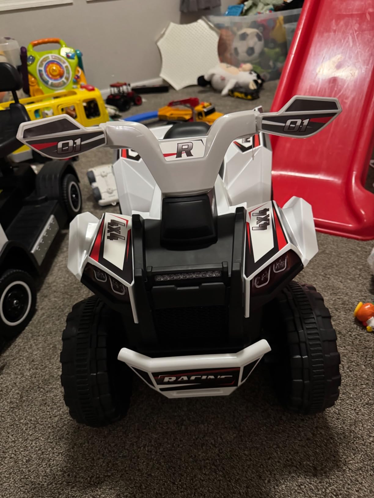 Aosom Kids ATV Quad Car with Back Trailer for Ages 18-36 Months 6V Red customer photo 2