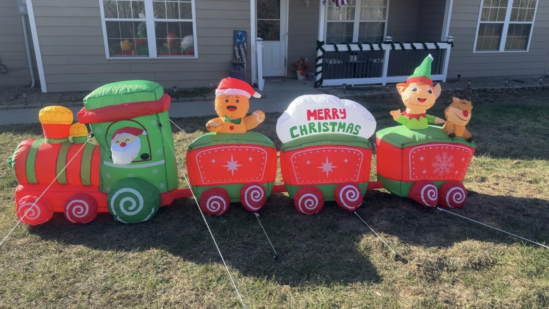 Max Fun 9.5Ft Christmas Inflatables Outdoors Decorations Santa Claus on Sleigh LEDs Build-in Blow Up Christmas Yard Inflatable Decoration for Outdoor Indoor Garden Lawn customer photo 1