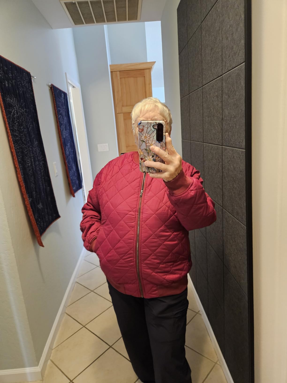 andy & natalie Women's Bomber Jacket Fashion Quilted Casual Lightweight Bomber Jakcets Zip up Outerwear Jacket with Pockets customer photo 1