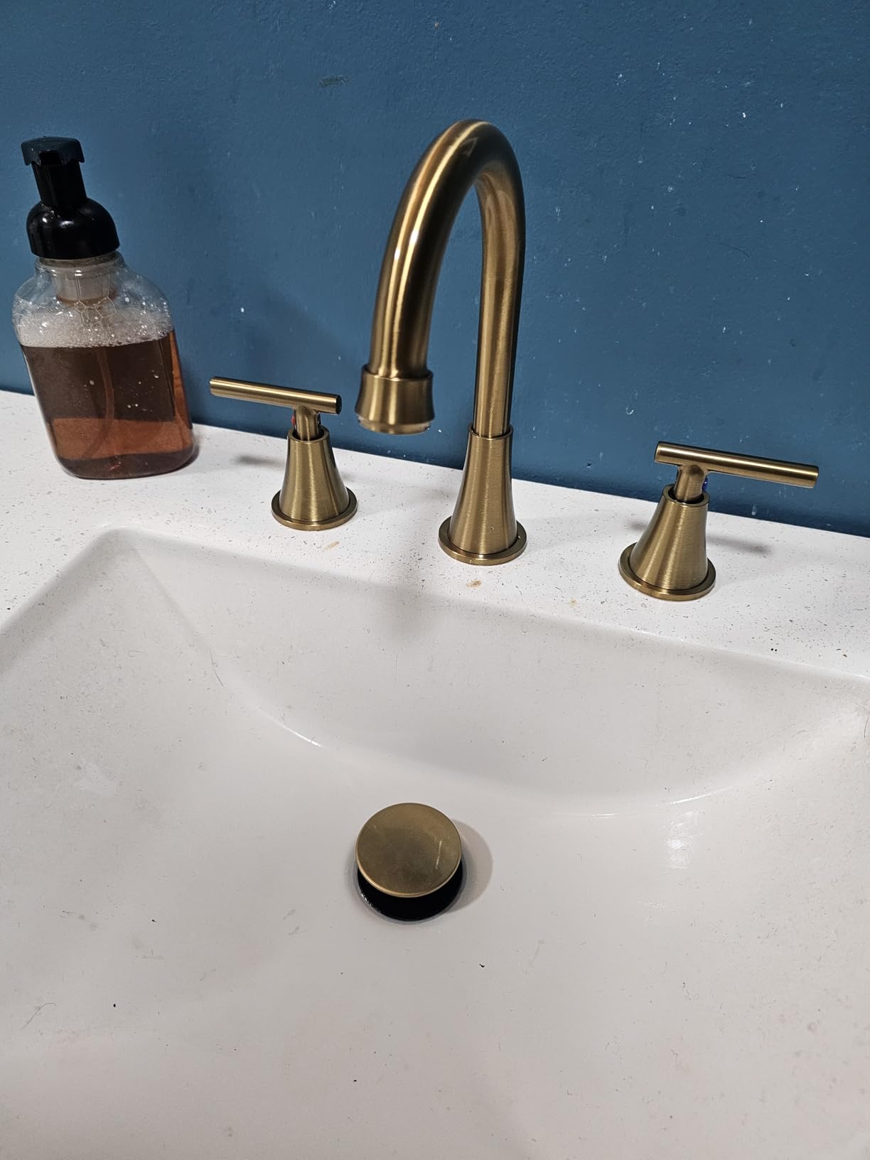 Bathroom Faucet 3 Hole, Brushed Nickel Faucets with Drain and Supply Lines customer photo 1
