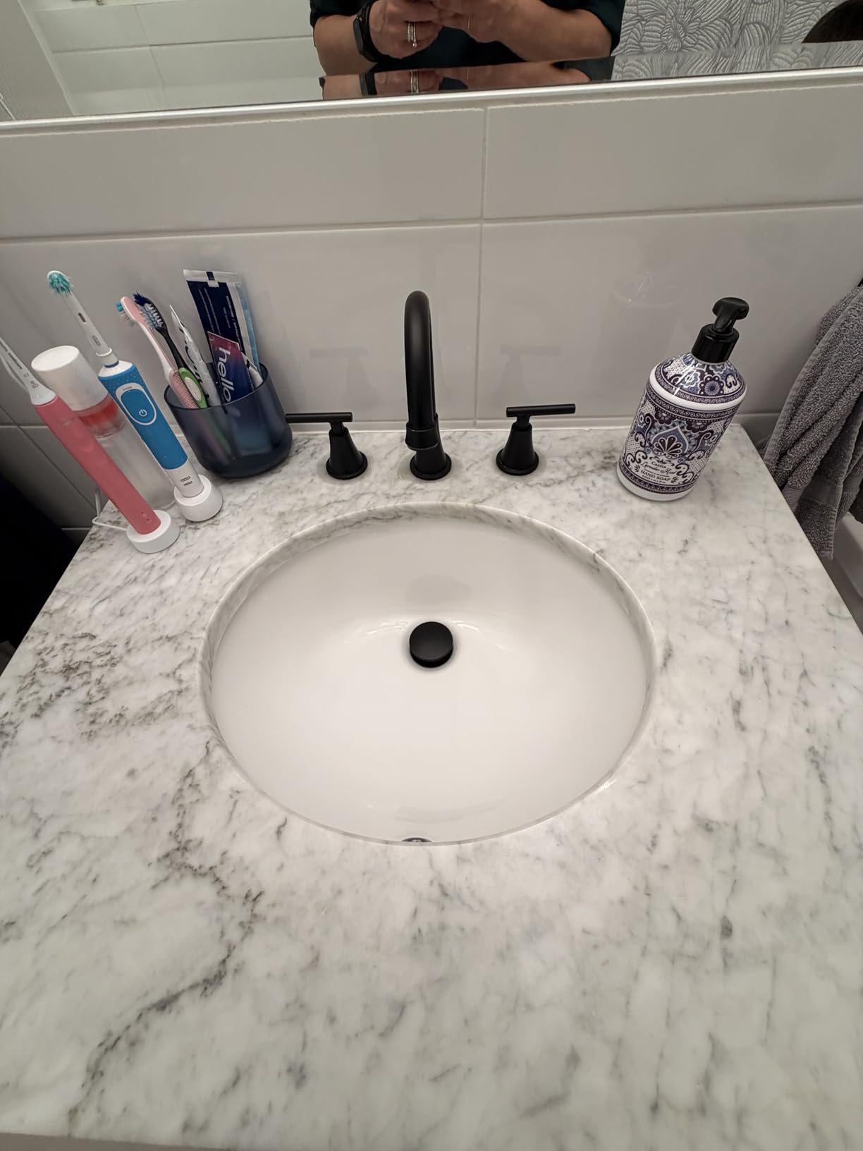 Bathroom Faucet 3 Hole, Brushed Nickel Faucets with Drain and Supply Lines customer photo 2