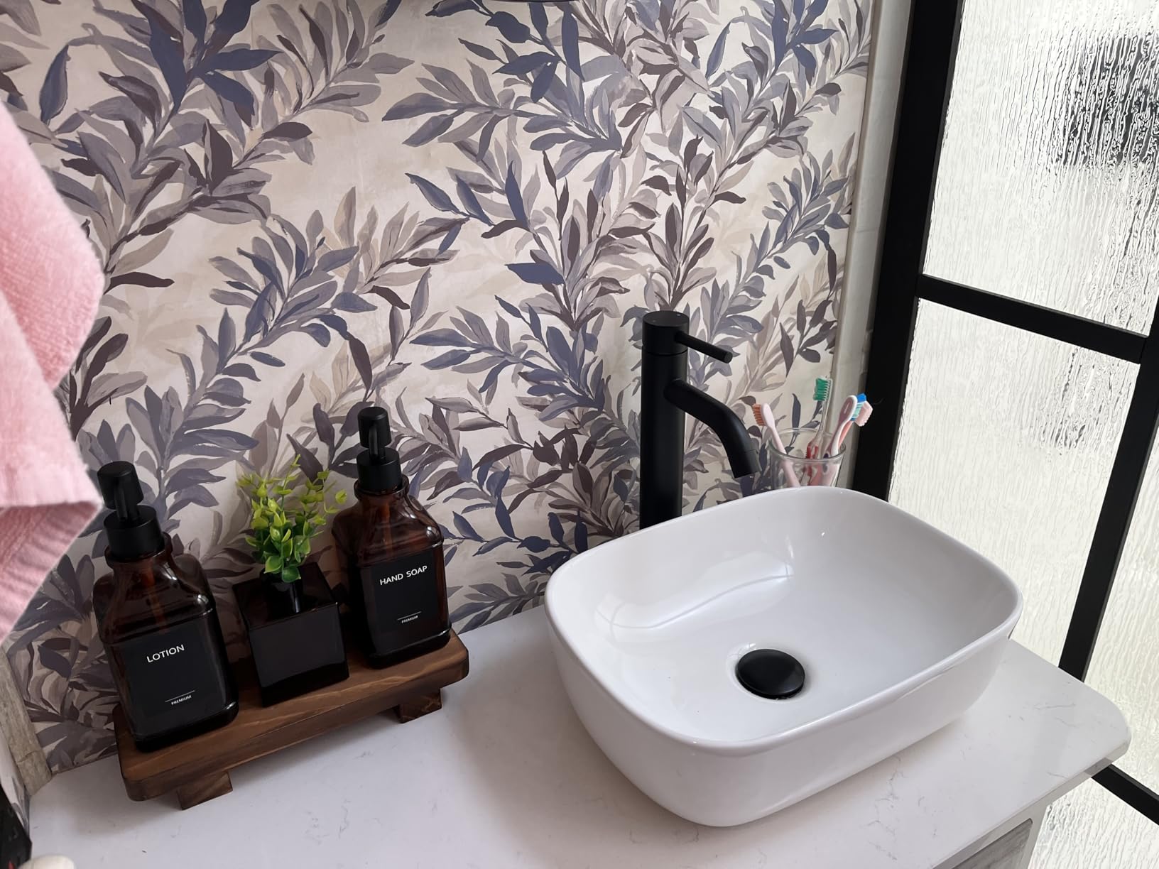 Aolemi Matte Black Vessel Sink Faucet Bathroom Faucet Tall Stainless Steel Bathroom Sink Faucet Single Handle One Hole Round Body with Pop up Drain Basin Bowl Vanity Lavatory Mixer Tap customer photo 1