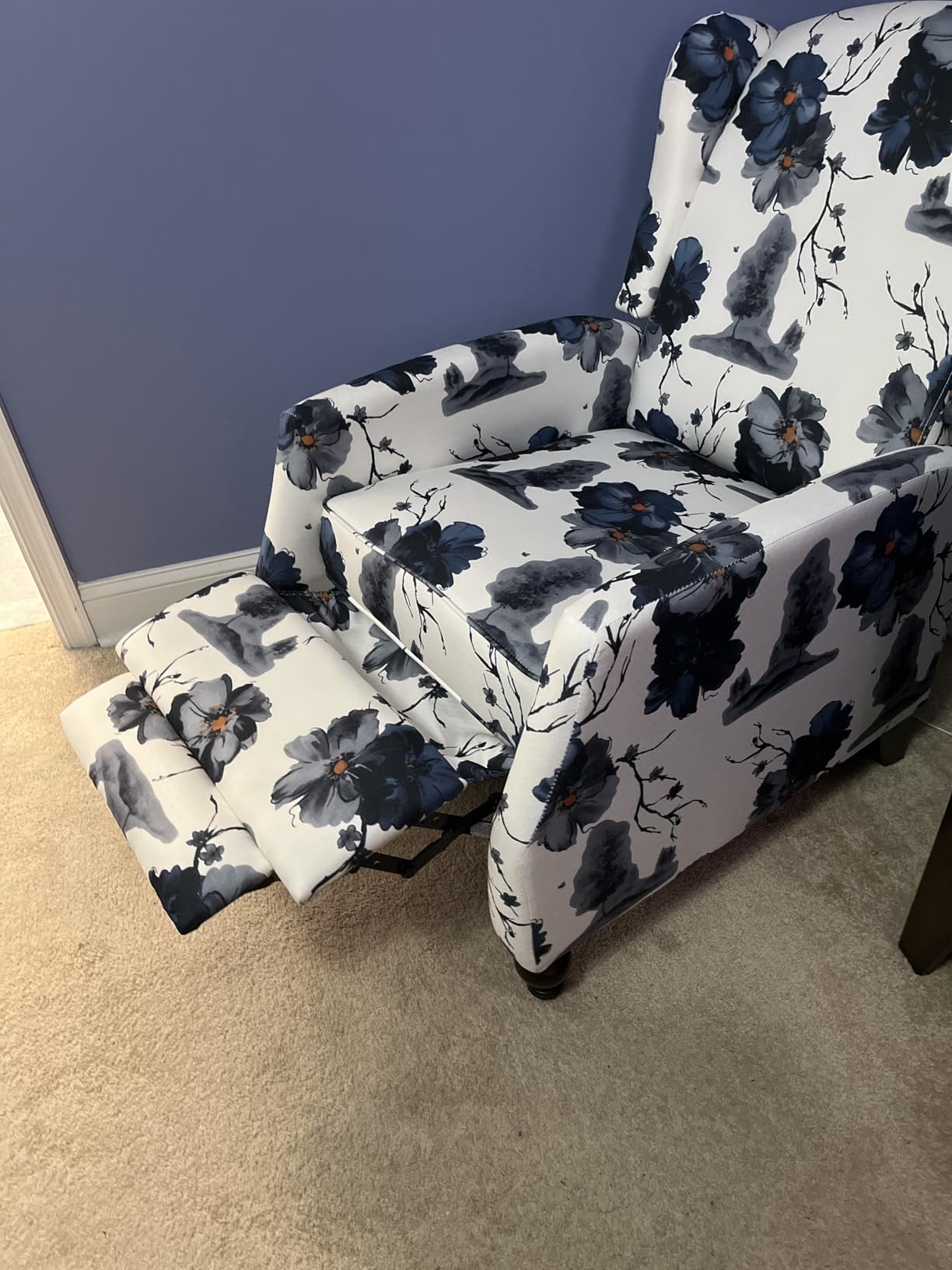 Wingback Recliner Chair, Push Back Arm Chair (1,Navy Blue) customer photo 1
