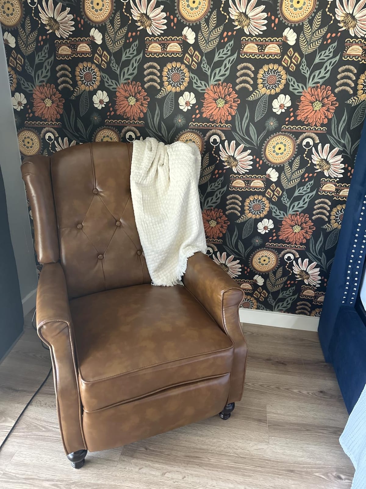 Wingback Recliner Chair, Push Back Arm Chair (1,Navy Blue) customer photo 2