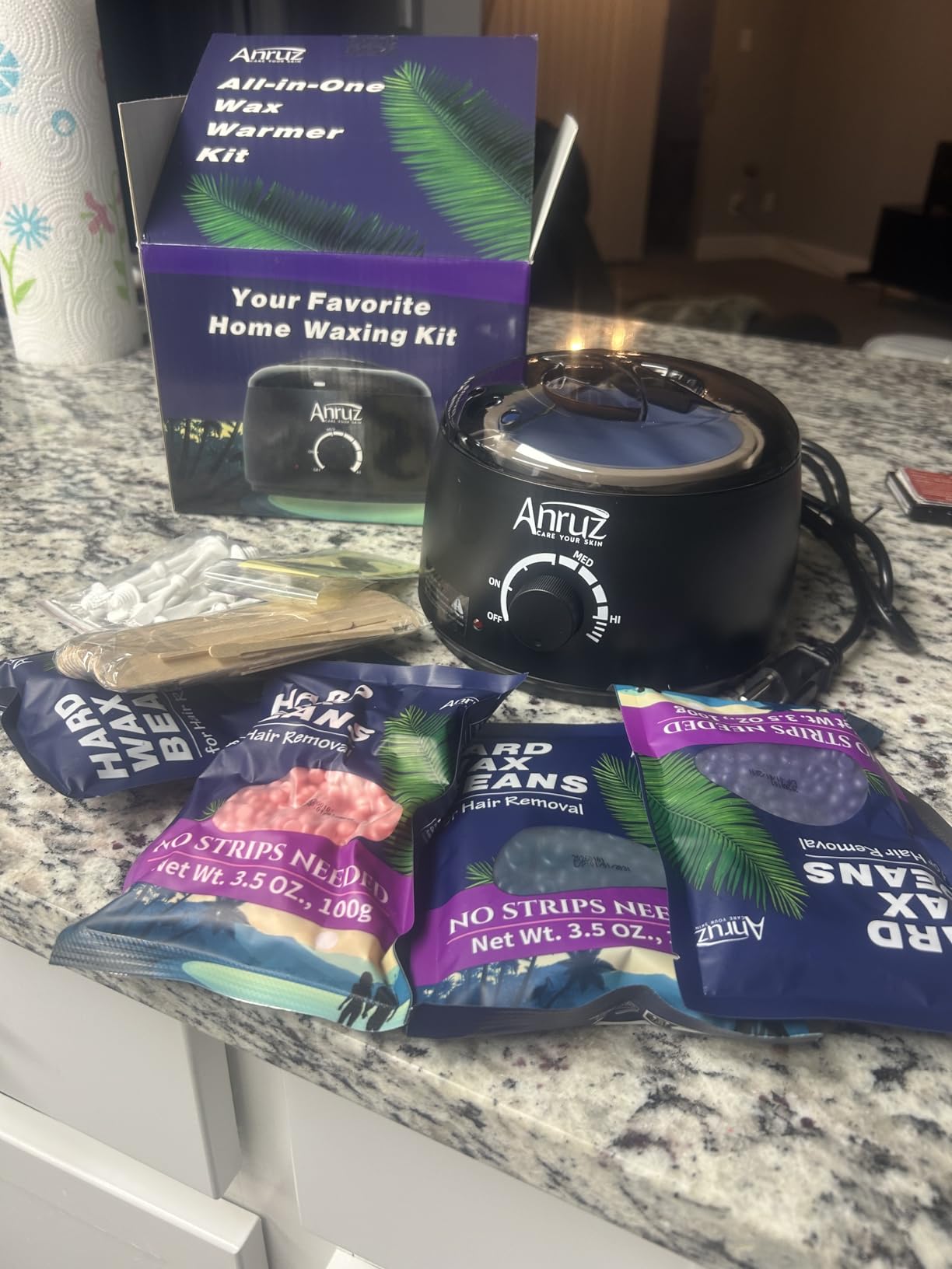 Anruz Waxing Kit for Women Men, Wax Pot Warmer Kit for Hair Removal customer photo 2