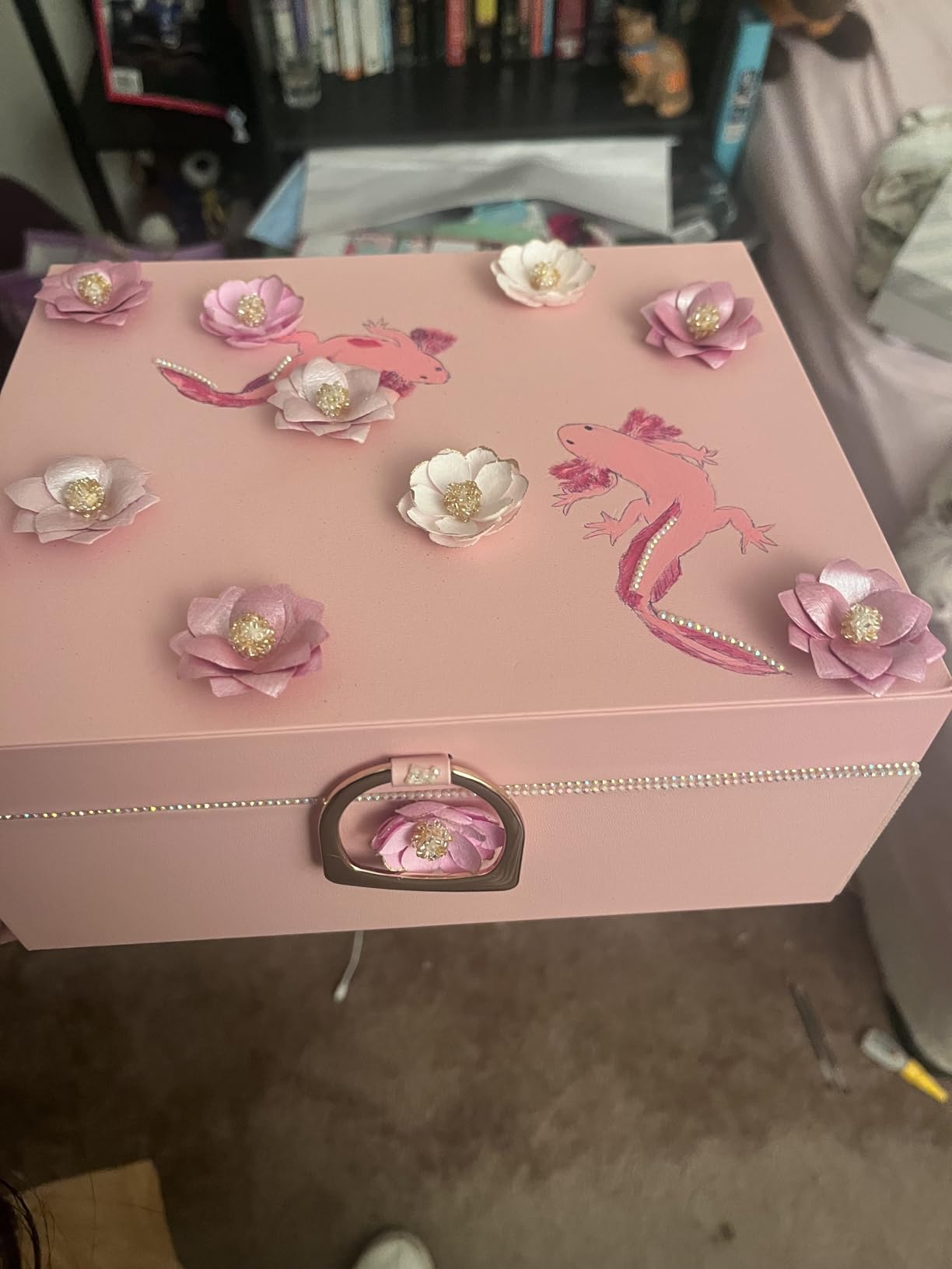 SONGMICS 2-Layer Jewelry Box with Handle, Removable Tray, Floating Effect customer photo 2