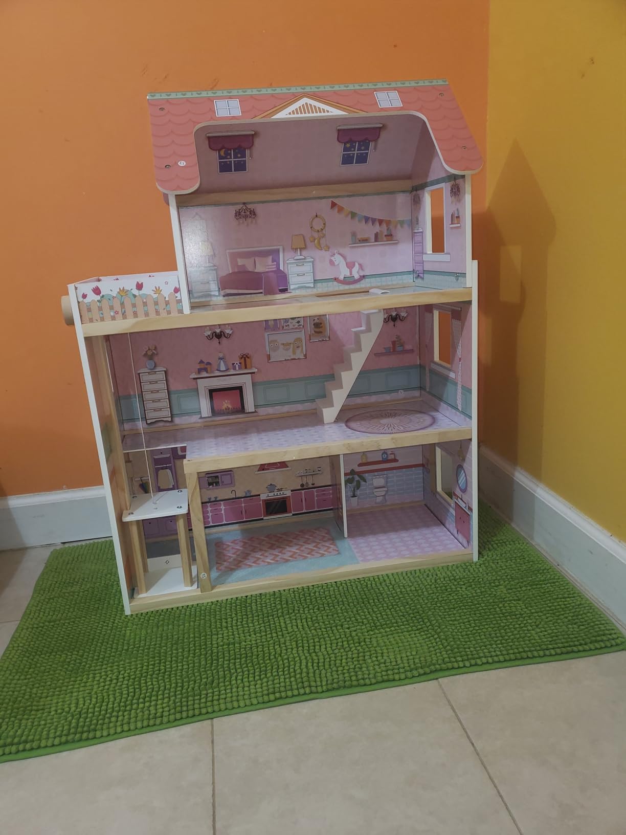 ROBUD Wooden Dollhouse, Doll House Playset | 24-pcs Exquisite Accessories, Working Elevator, Sturdy, Durable & Smooth-Finished, Gift for Ages 3+ customer photo 1