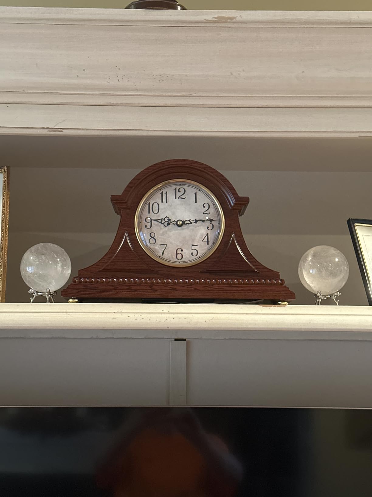 AYRELY® Grandfather Mantel Clock with Hour/Quarter-Hour Chime, Elegant Wooden Frame, Table Clocks Battery Operated, Desk Shelf Vintage Clock for Living Room,Home Decor Gift customer photo 1