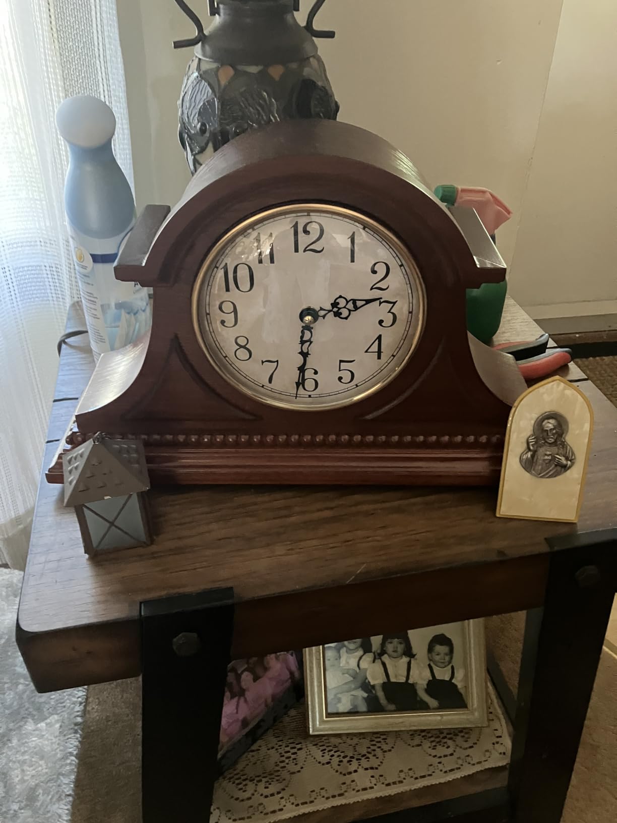 AYRELY® Grandfather Mantel Clock with Hour/Quarter-Hour Chime, Elegant Wooden Frame, Table Clocks Battery Operated, Desk Shelf Vintage Clock for Living Room,Home Decor Gift customer photo 2