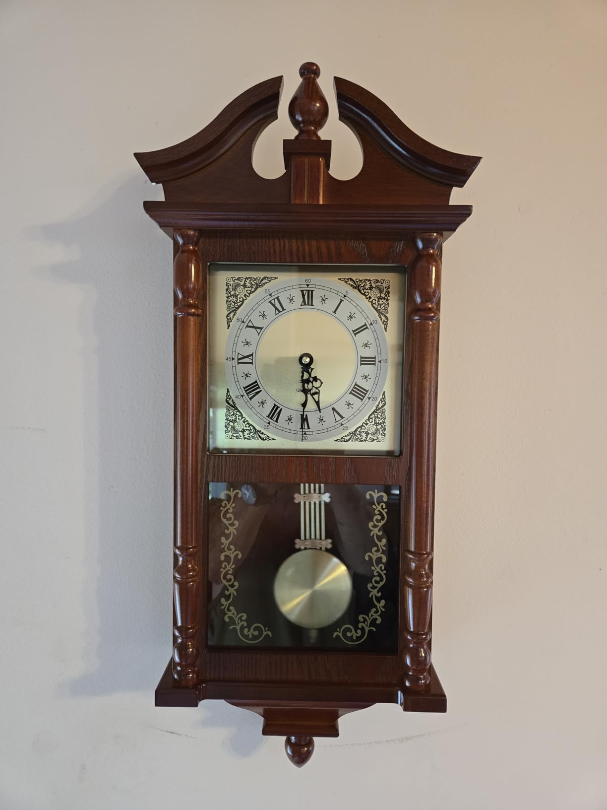 AYRELY® 25IN Grandfather Vintage Wall Clock with Pendulum and Chime, Hour/Quarter-Hour Chime, Rubberwood Frame, Large Vintage Wall Clock for Living Room,Home Decor Gift customer photo 1