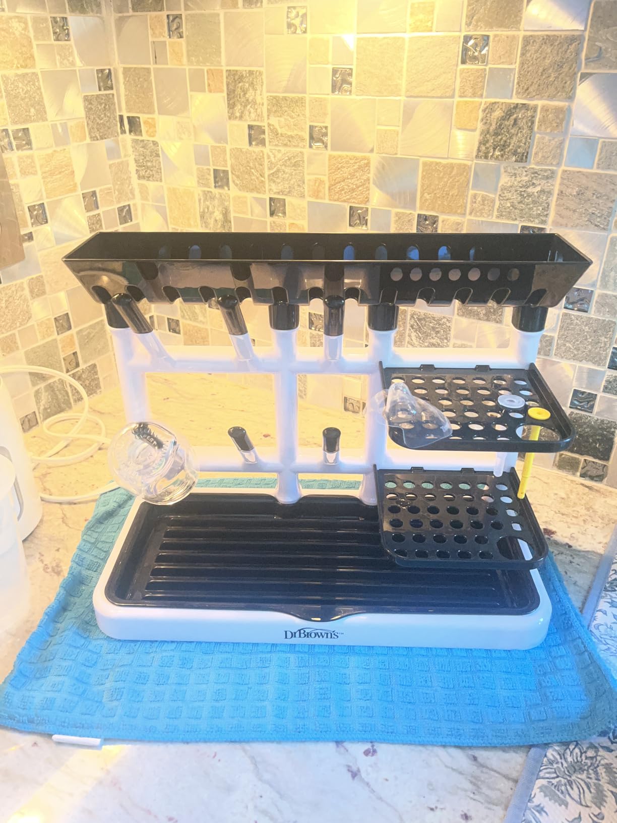 Dr. Brown's Drying Tower, Stand-Up Drying Rack, Countertop Baby Bottle Drying with Organized Storage for Baby Essentials, Space Saving Vertical Rack, Black/White customer photo 1