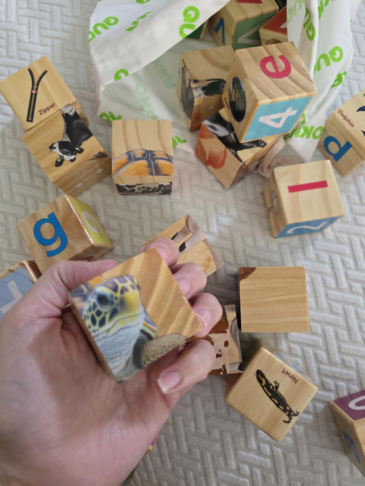 Quokka Montessori Wooden Blocks for Toddlers 1-3 - 35 Realistic ABC Blocks customer photo 2