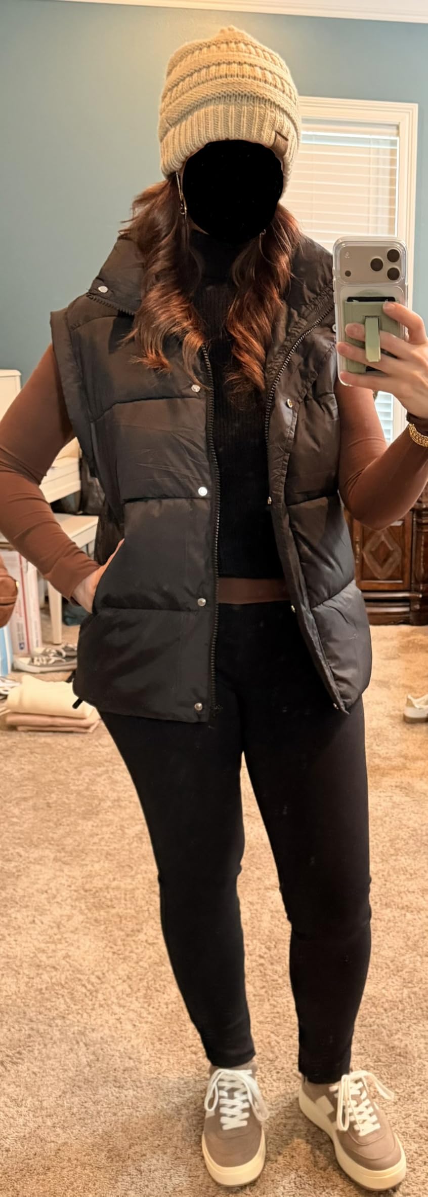 Songling Womens Oversized Puffer Vest Stand Collar Full Zip Sleeveless Bubble Puffer Vest Quilted Padded Warm Coat Outwear customer photo 2