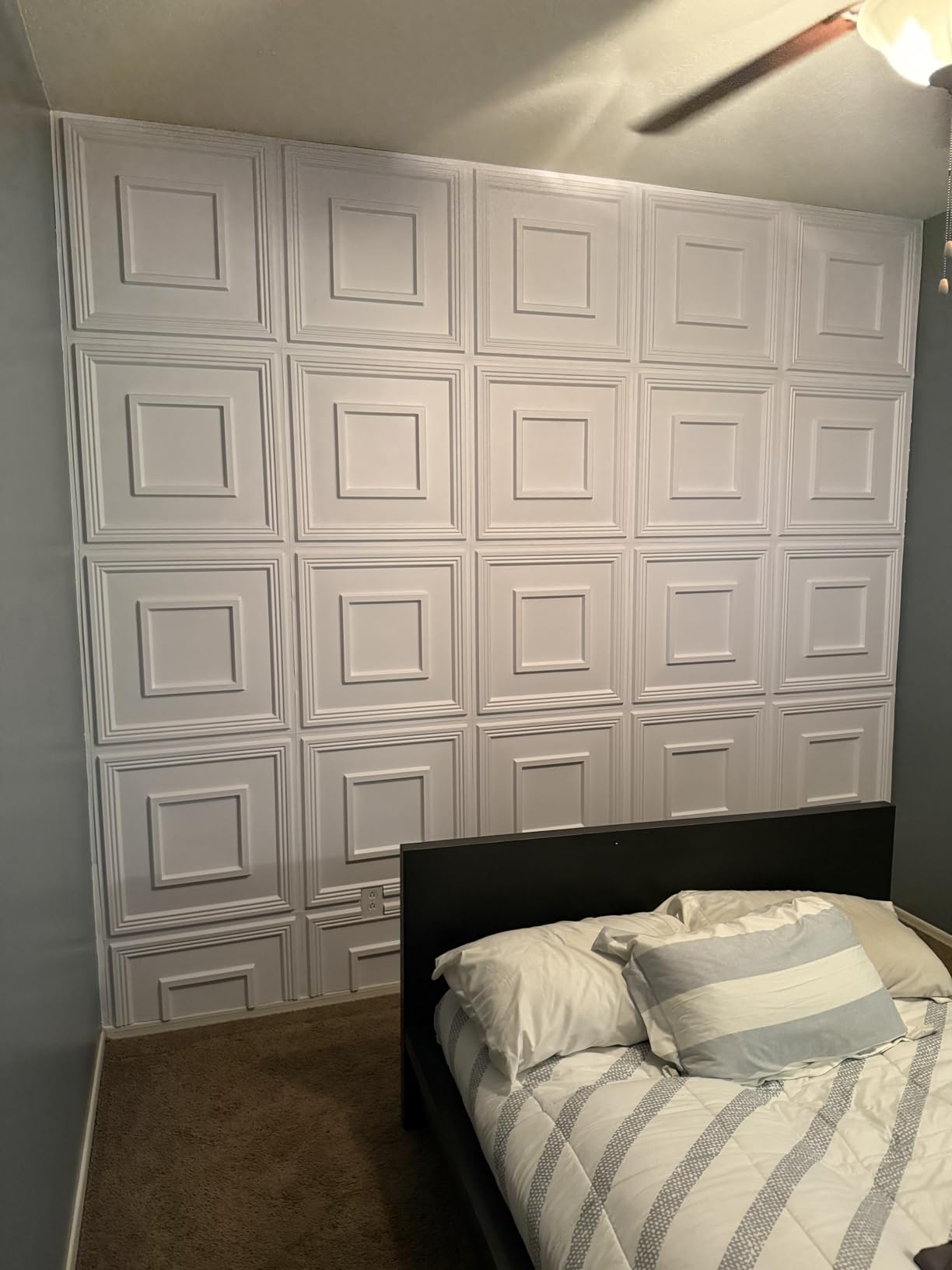STICKGOO PVC Ceiling Tiles, 2'x2' Glue Up Ceiling Panel White to Prevent Breakage Cover 48 Sq. Ft, Pack of 12 Tiles customer photo 2