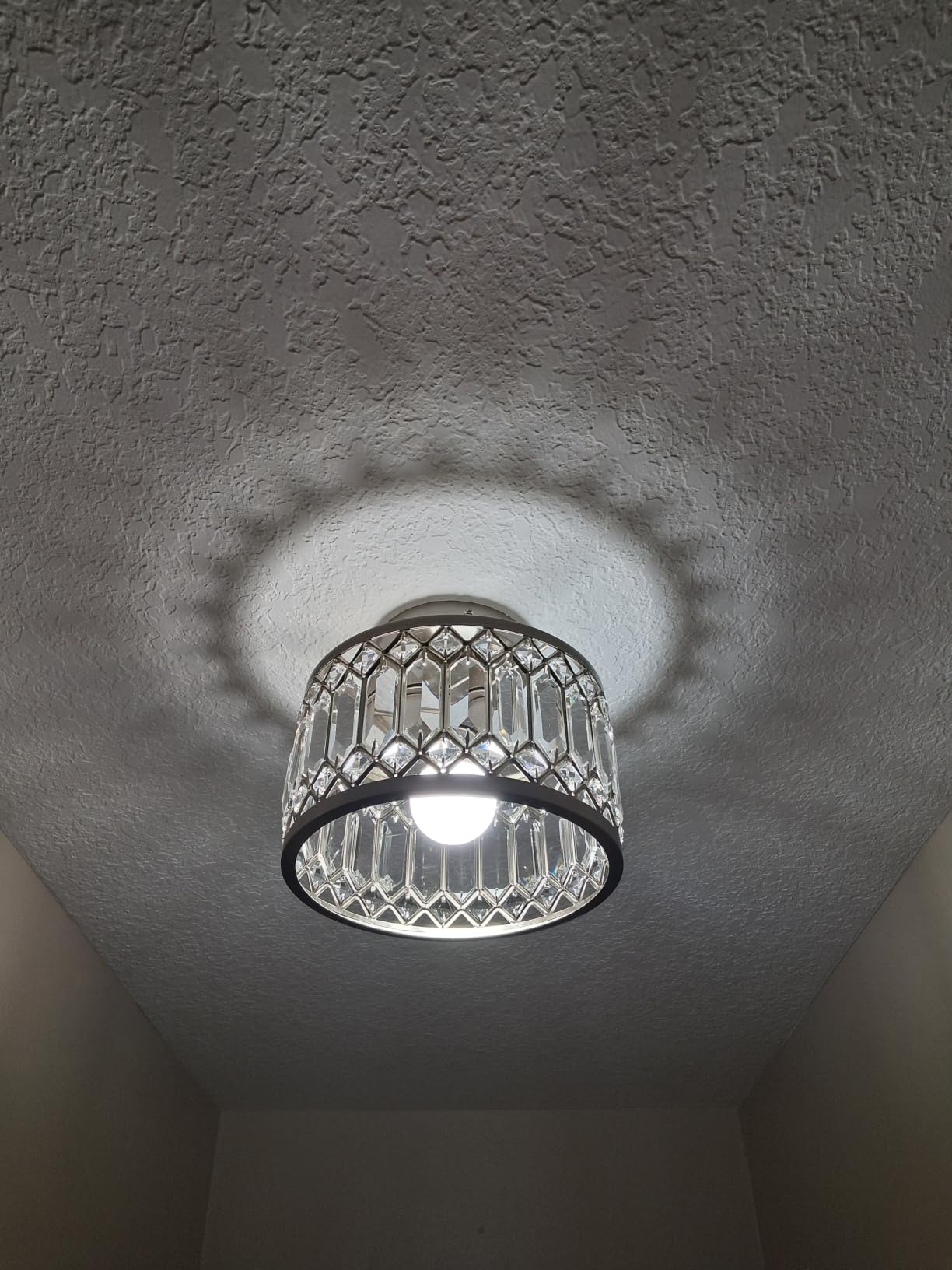 Rpzloila Crystal Ceiling Light Fixture, Modern Semi Flush Mount Ceiling Light,Crystal Chandelier for Kitchen Bedroom Bathroom Entryway Black (Bulb not Included) customer photo 2