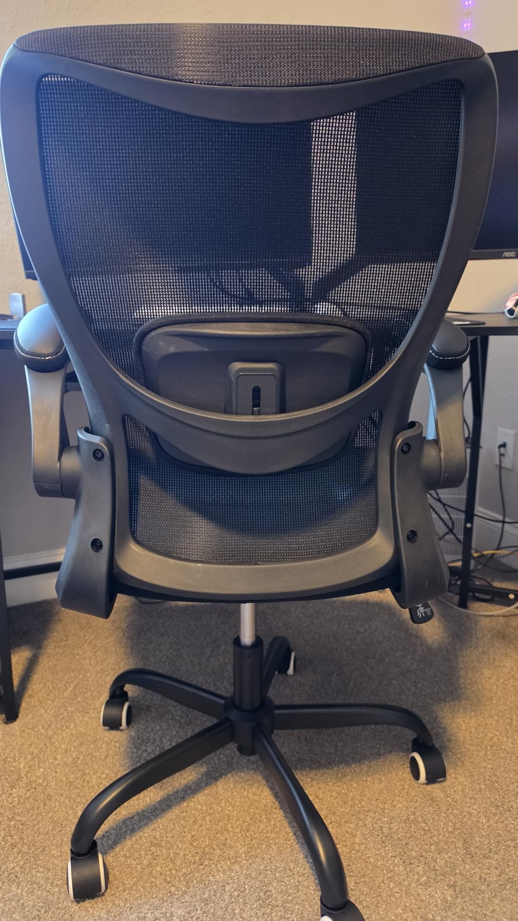 MUXX.STIL Office Chair, Ergonomic Desk Chair with Adjustable Lumbar Support and Flip up Armrest, Breathable Mesh Computer Chair for Home Office, Khaki customer photo 1