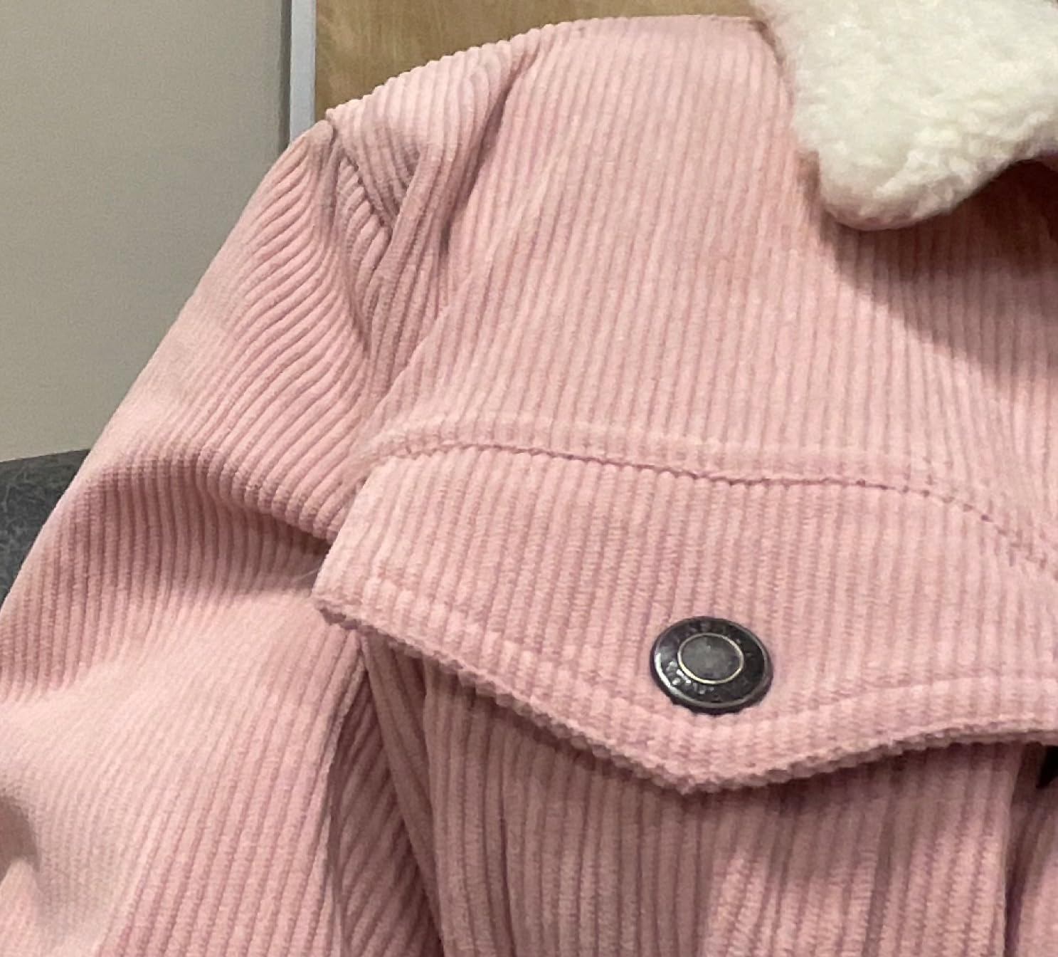 MAGCOMSEN Women's Corduroy Jacket Warm Sherpa Fleece Lined Winter Coat customer photo 2