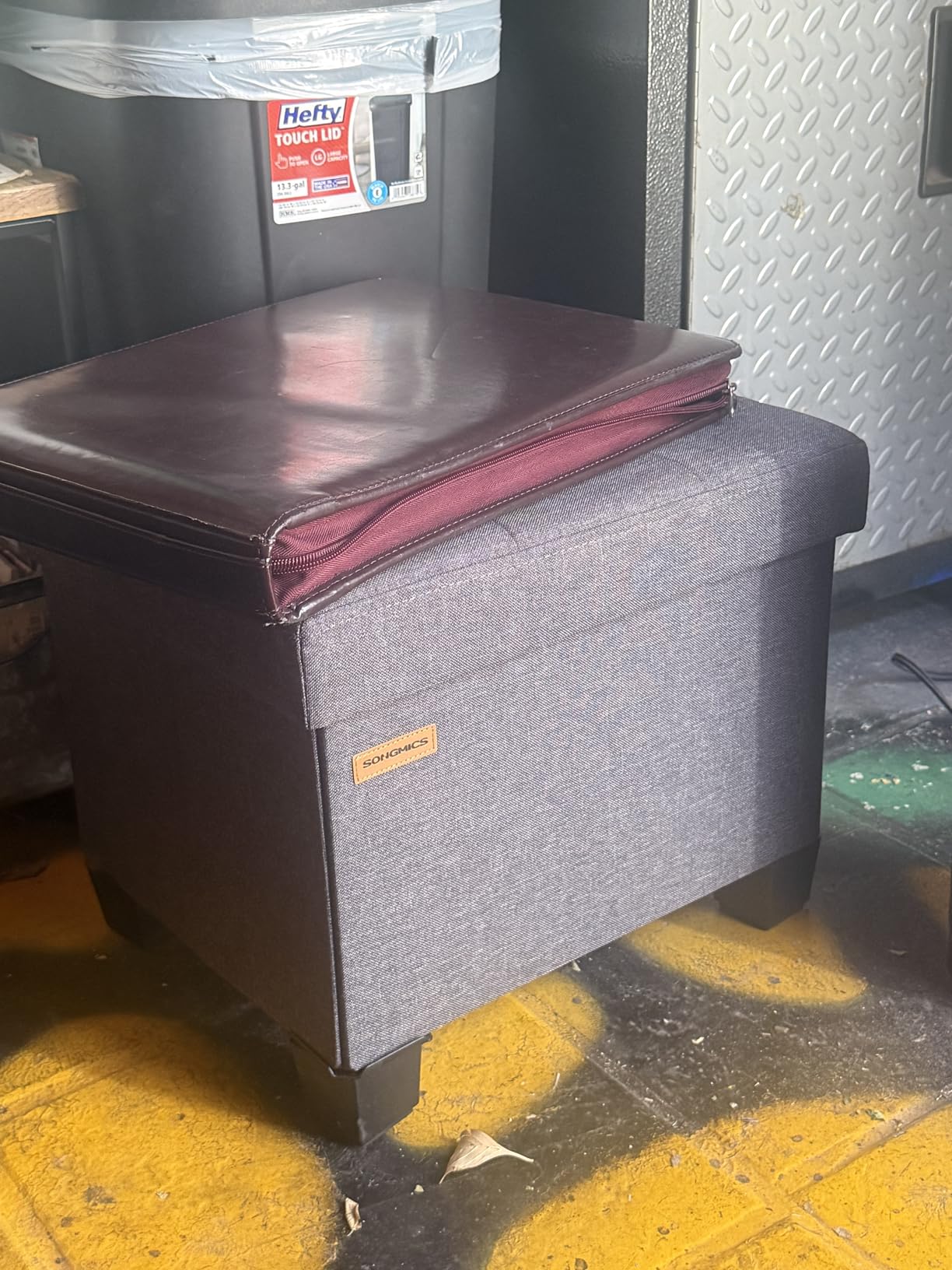 SONGMICS Storage Ottoman, Small Foot Rest, 15.7 x 12.6 x 13.2 Inches customer photo 1
