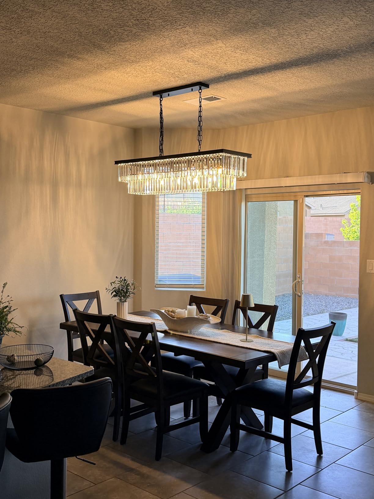 Wellmet Gold Chandelier 57 inch, 13-Light Modern Rectangular Crystal Chandelier Ceiling Hanging, Linear Chandeliers Light Fixture for Living Room, Dining Room, Bedroom, Kitchen Island customer photo 2