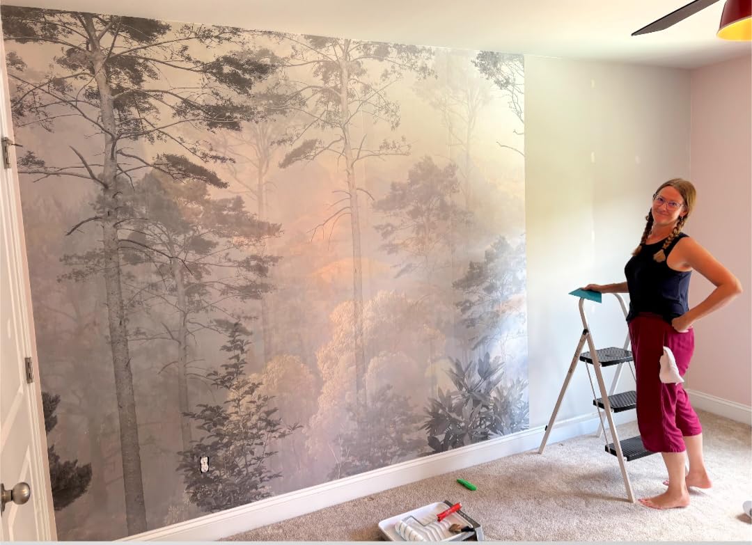 Toolhom Hazy Forest Wall Mural, Abstract Nature Landscape Wallpaper customer photo 1