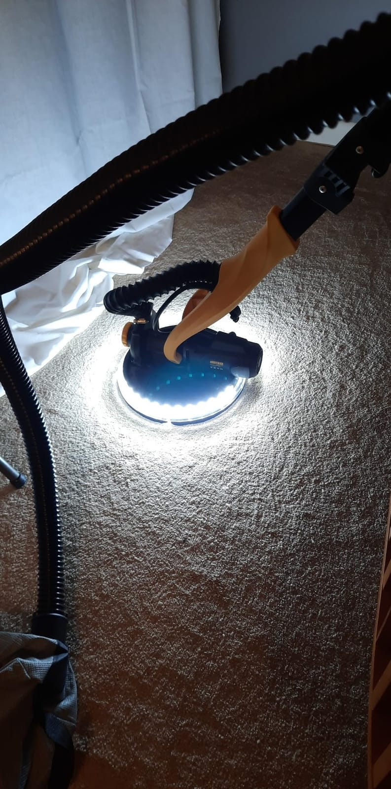 Drywall Sander, 1050W Electric Drywall Sander with Vacuum Dust Collection, 2100RPM Wall Sander with 7 Variable Speed, Foldable & Extendable Handle, Double-Deck LED Light, Dust Bag and Hose customer photo 2