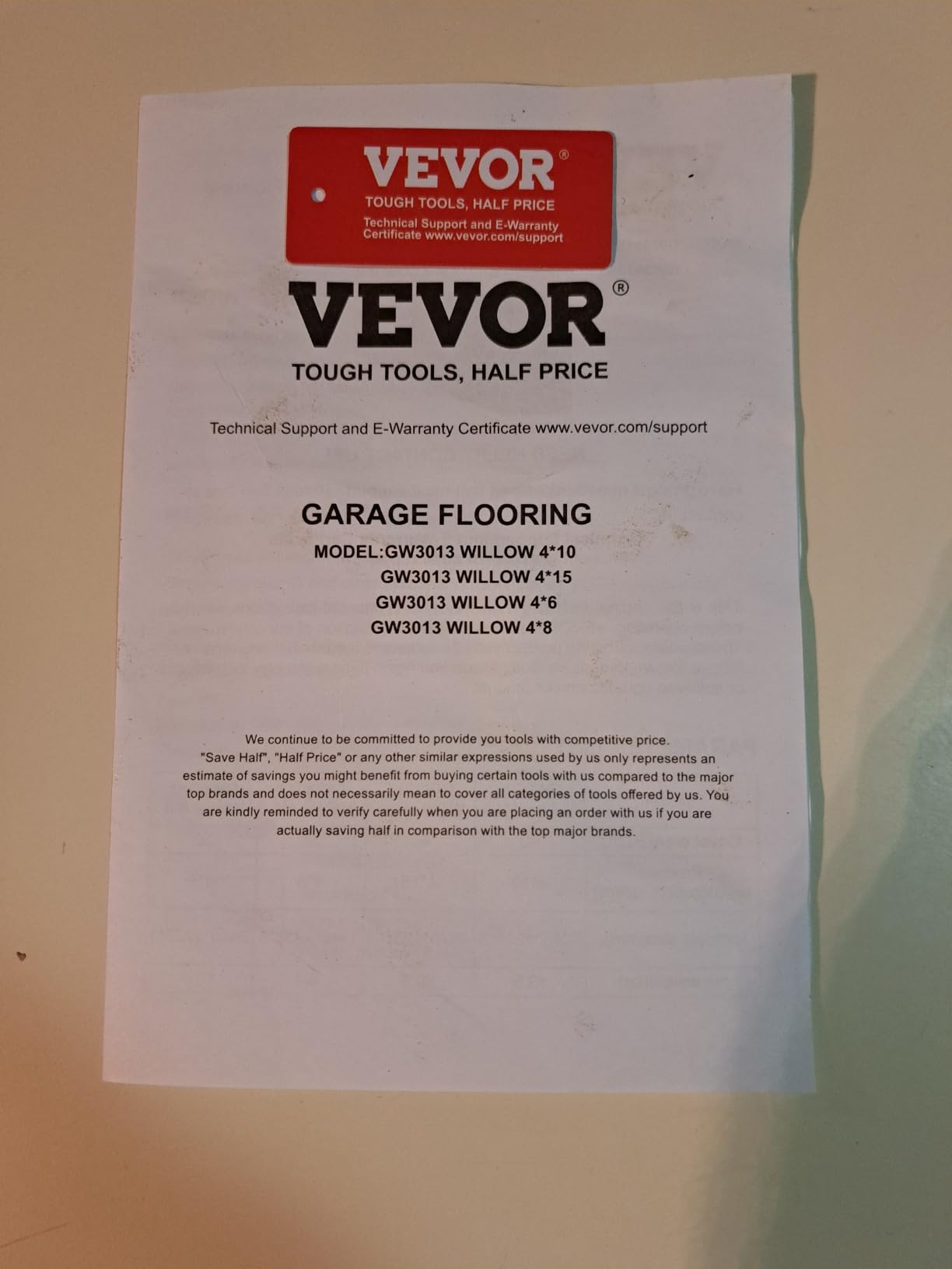 VEVOR Diamond-Plate Rubber Flooring Roll, 3 mm x 4 ft x 8 ft Floor Mat, SBR Rubber Roll, Easy to Clean, for Under Cars, Garage, Industry, Gym, Black customer photo 1