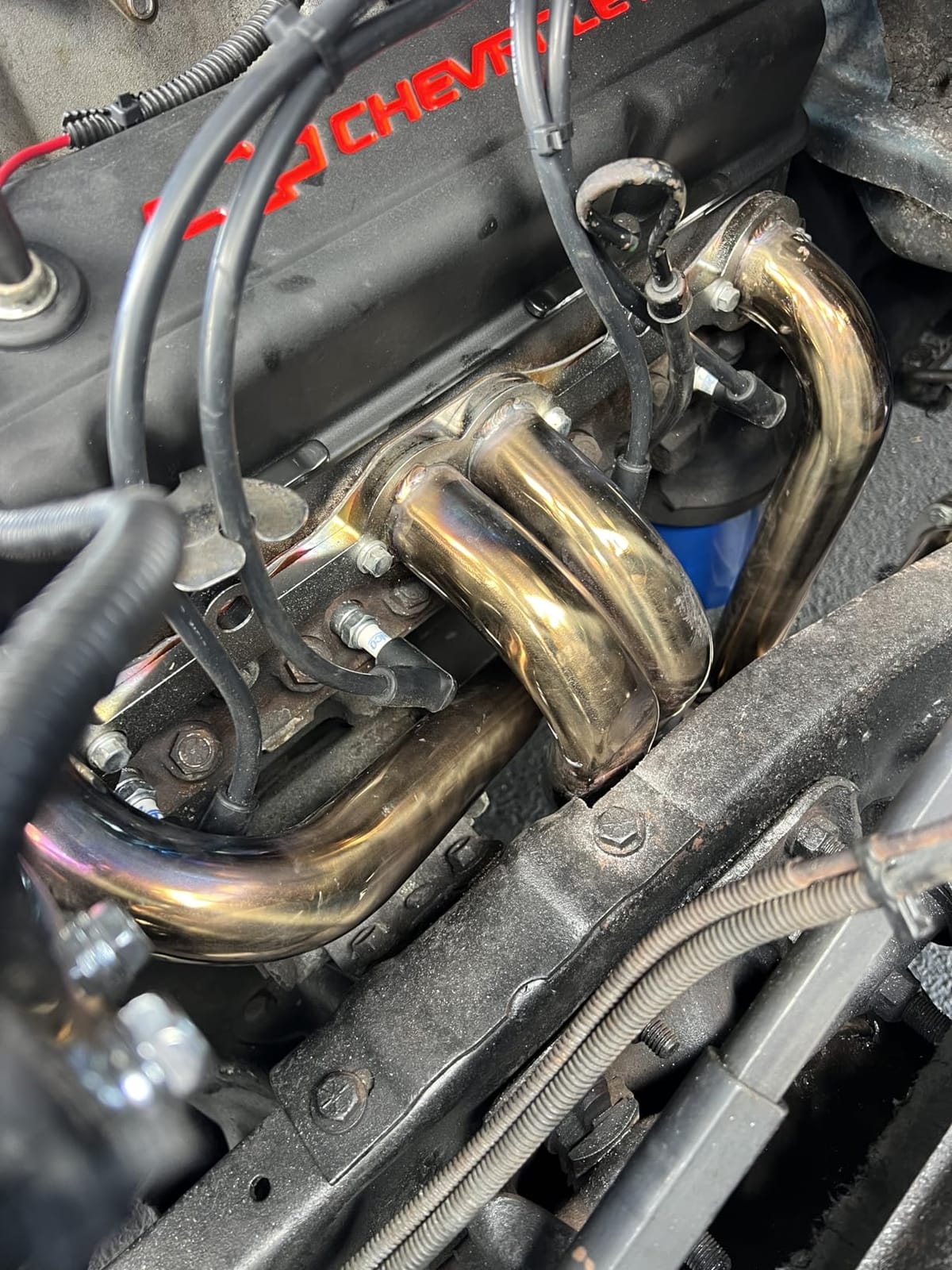 Polished Stainless Long Tube Headers for Small Block Chevy GMC 1973-1987 C10 K10 C20 K20 C30 K30 Blazer Suburban Jimmy 265 283 305 307 327 350 400 SBC Requires Header Spark Plugs Fits 2WD Lifted 4WD customer photo 1