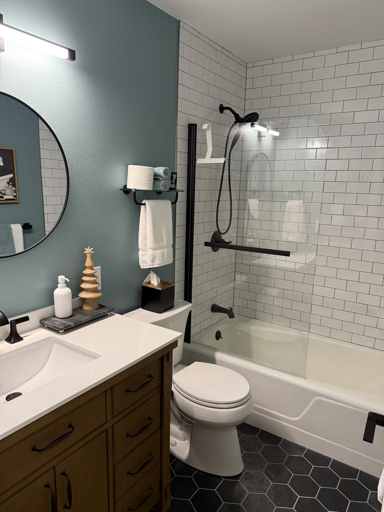 Sunrosa Frameless Pivot Glass Tub Shower Door, Chrome, 34 x 58 in | 1/4 in Tempered Glass, Nano Easy-Clean Glass, Towel Bar Handle, Reversible Installation customer photo 1