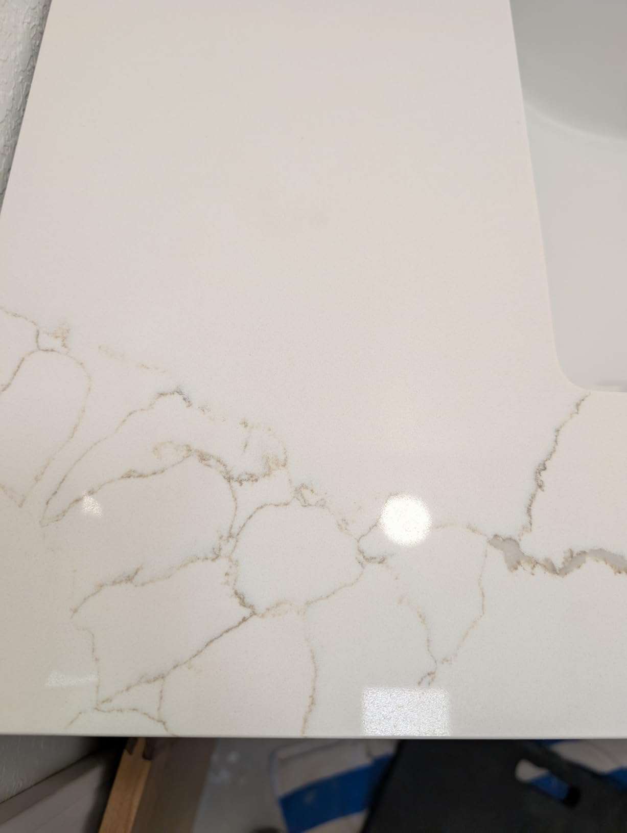 30 in.W x 22 in.D Quartz Calacatta River Vanity Top,with Undermount Middle Sink Vanity Top,with One Sidesplash & One Backsplash,Single Faucet Hole Spread Bathroom Vanity Sink Countertop customer photo 2