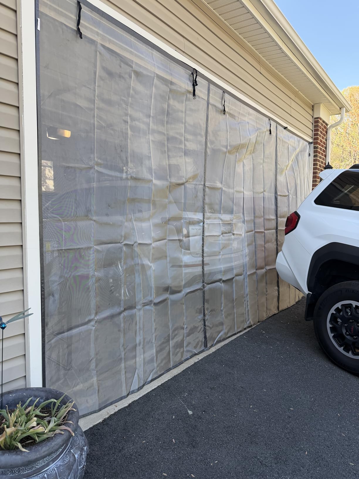 Privacy Garage Door Screen Blackout for 2 Car Garage-16x7FT Privacy Silver Grey Heavy Duty Magnetic Garage Screen, Hands Free, Magnetic Privacy Garage Screen Door customer photo 1