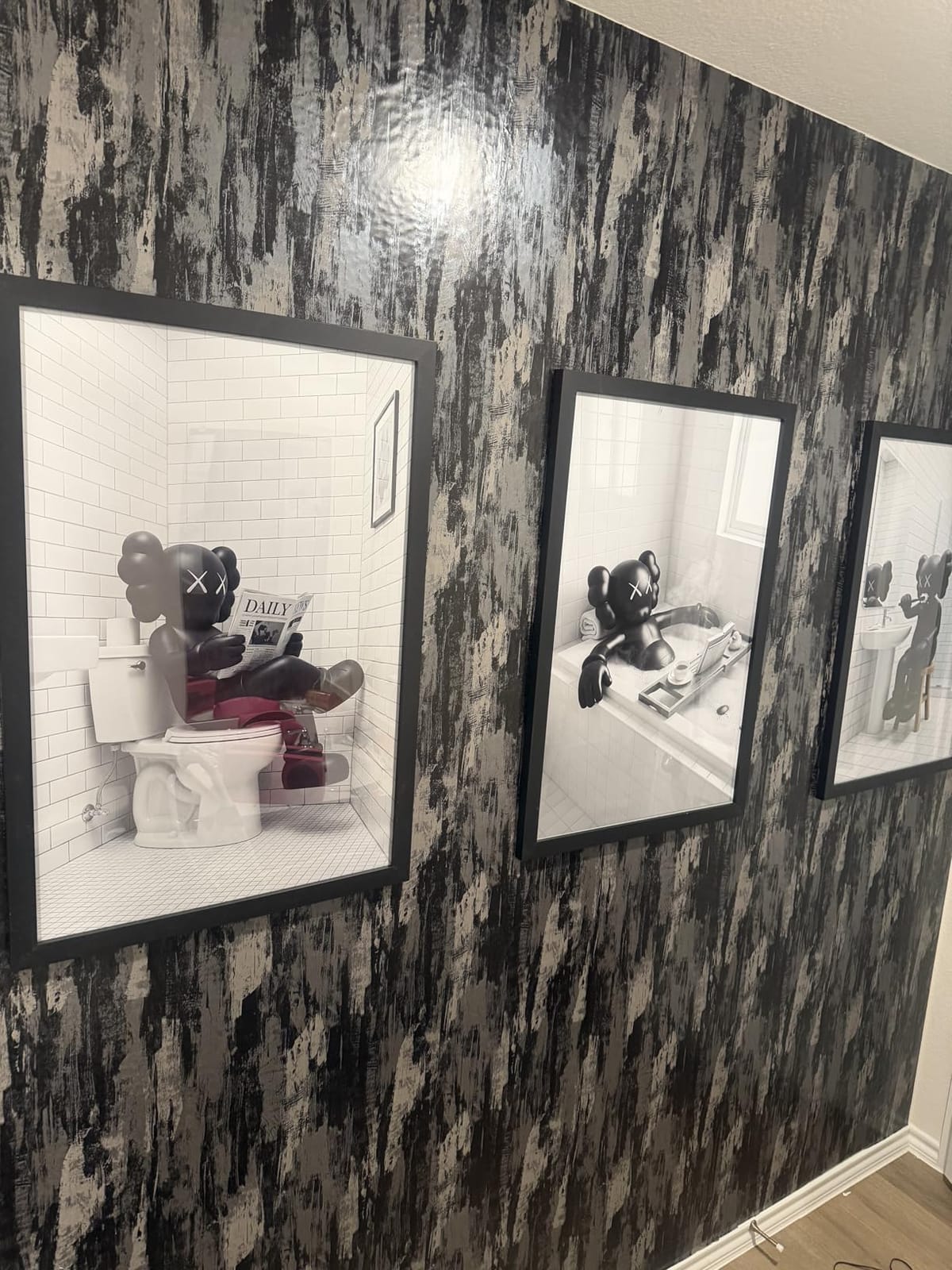 BOMENG Black Concrete Peel and Stick Industrial Wallpaper 15.7