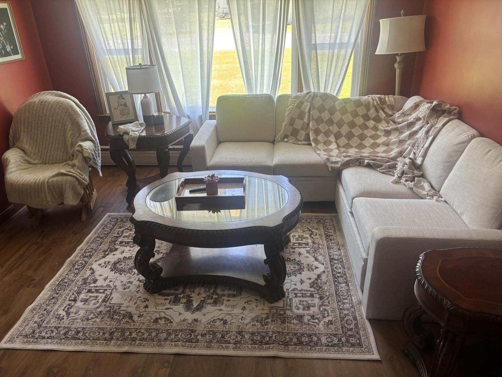 HONBAY Sectional Sleeper Sofa with Pull Out Bed, U Shaped Couch with Storage, Modular Sectional Couches for Living Room, Dark Grey customer photo 1