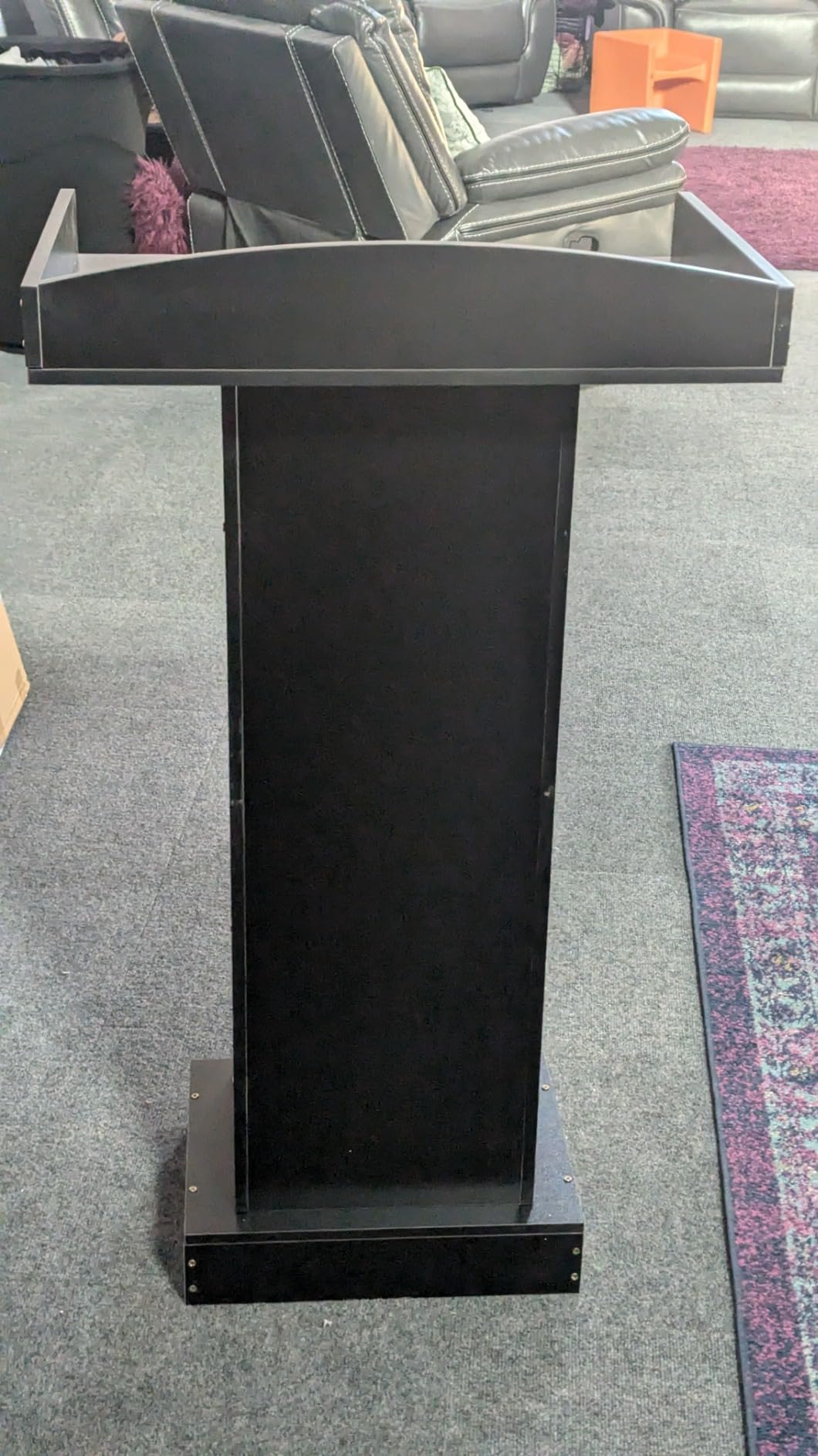 Podium Stand for Lectern Presentation Church Classroom, Black Pulpit with Wooden Heavy Base, Podium for Lecture, Wedding Speech customer photo 2