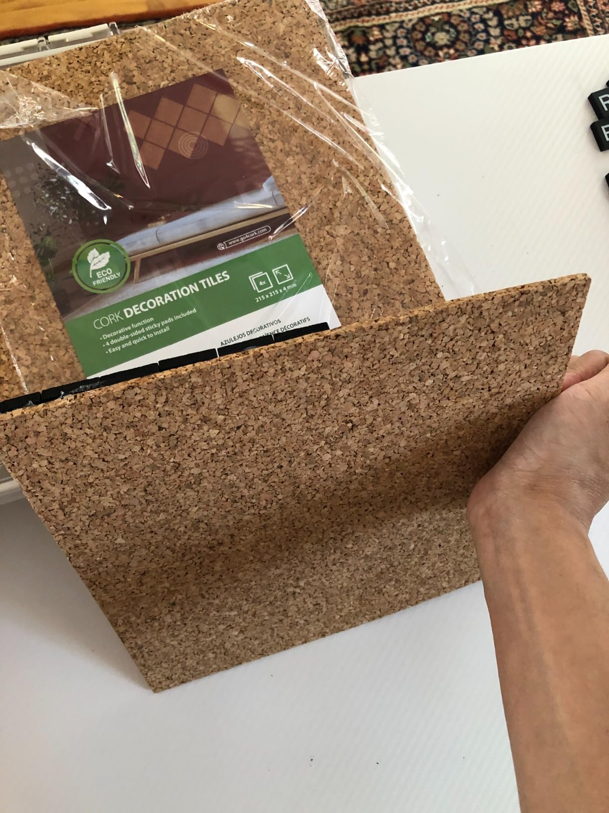 Go4Cork Square Cork Tiles - 4 Pack, 8.5 x 8.5 x 5/32 inch customer photo 1