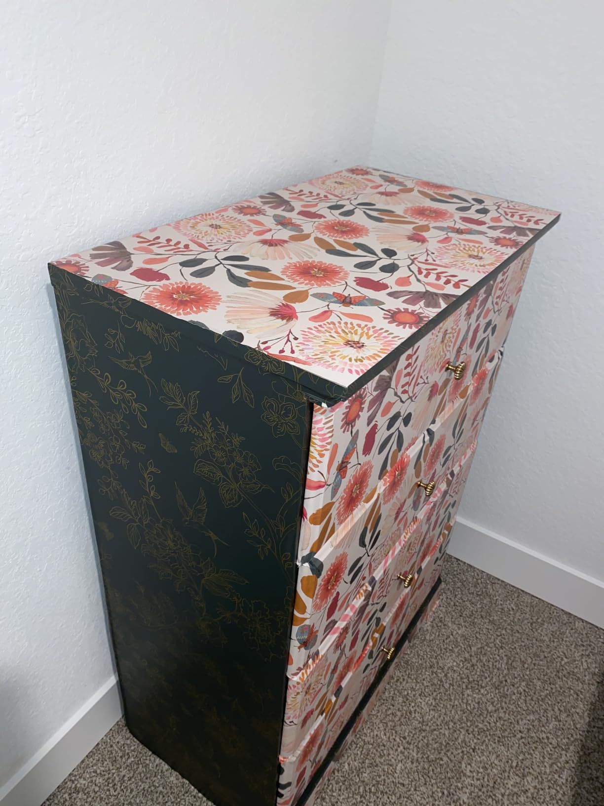 Froluya Cream White and Blue Peel and Stick Wallpaper Floral Contact Paper customer photo 2