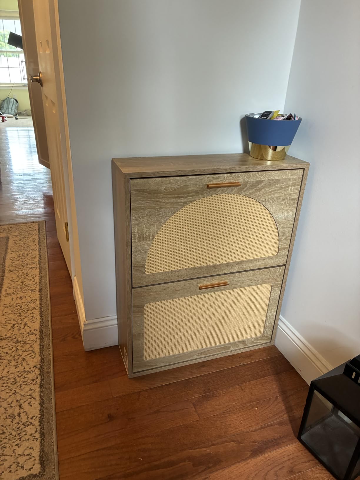 VEVOR Shoe Cabinet with 2 Flip Drawers, Shoe Storage Cabinet for Entryway, Free Standing Shoe Storage Organizer with Rattan Doors for Heels, Boots, Slippers in Hallway, Living Room customer photo 2