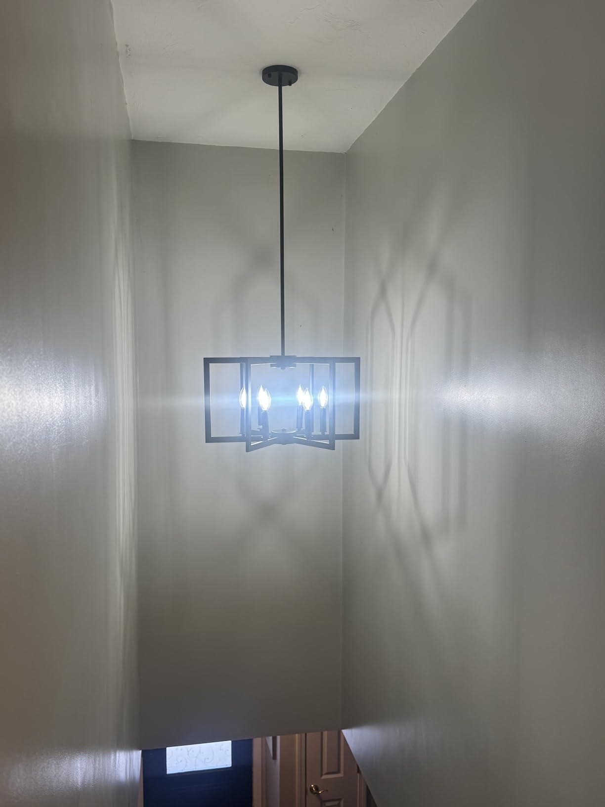 Klgxnrd 6-Light Modern Farmhouse Black Chandeliers for Entryway, Geometric Pendant Lights Kitchen Island, Hanging Industrial Metal Chandelier for Stairway Foyer Hallway Dining Room customer photo 1