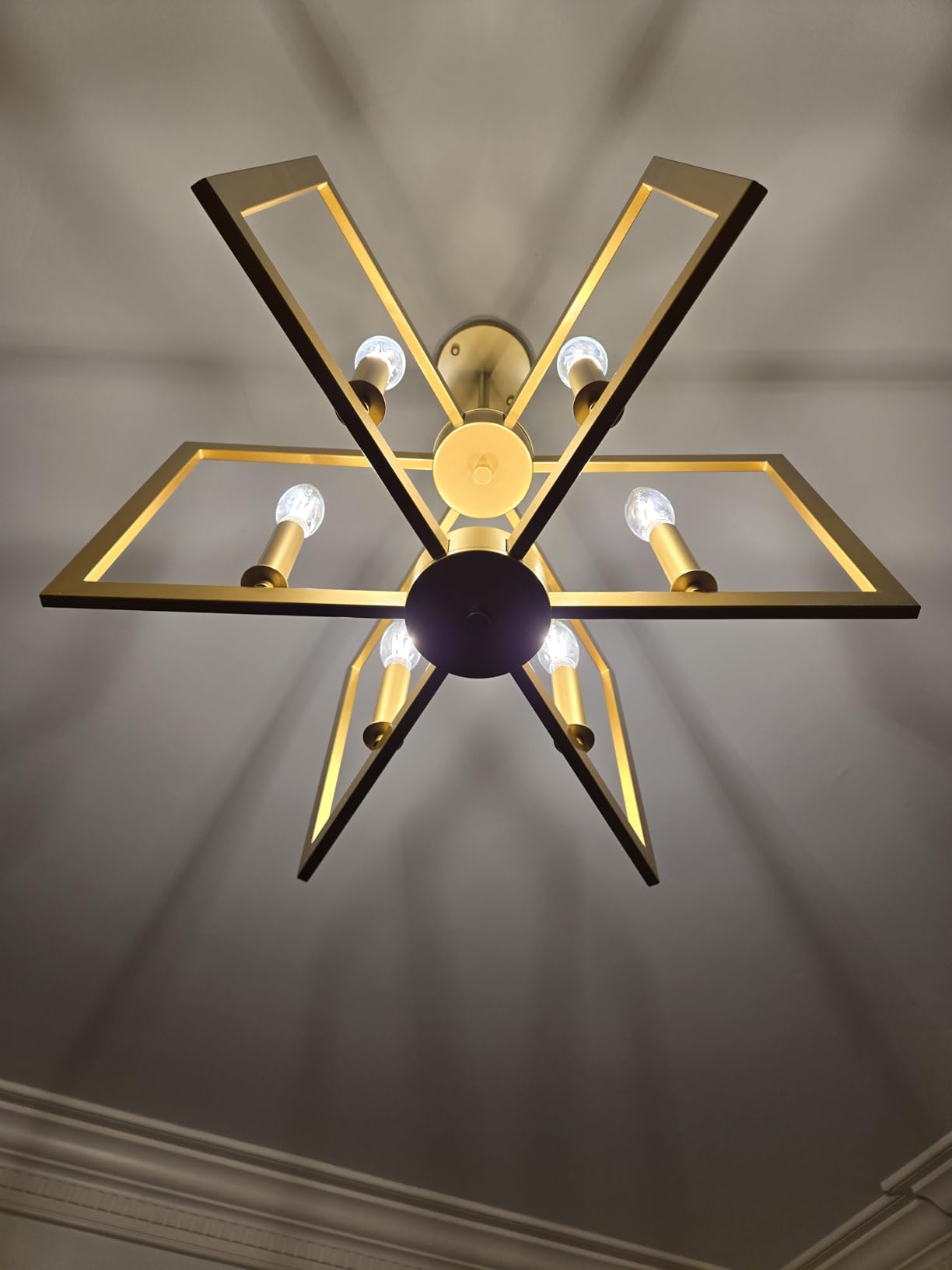 Klgxnrd 6-Light Modern Farmhouse Black Chandeliers for Entryway, Geometric Pendant Lights Kitchen Island, Hanging Industrial Metal Chandelier for Stairway Foyer Hallway Dining Room customer photo 2