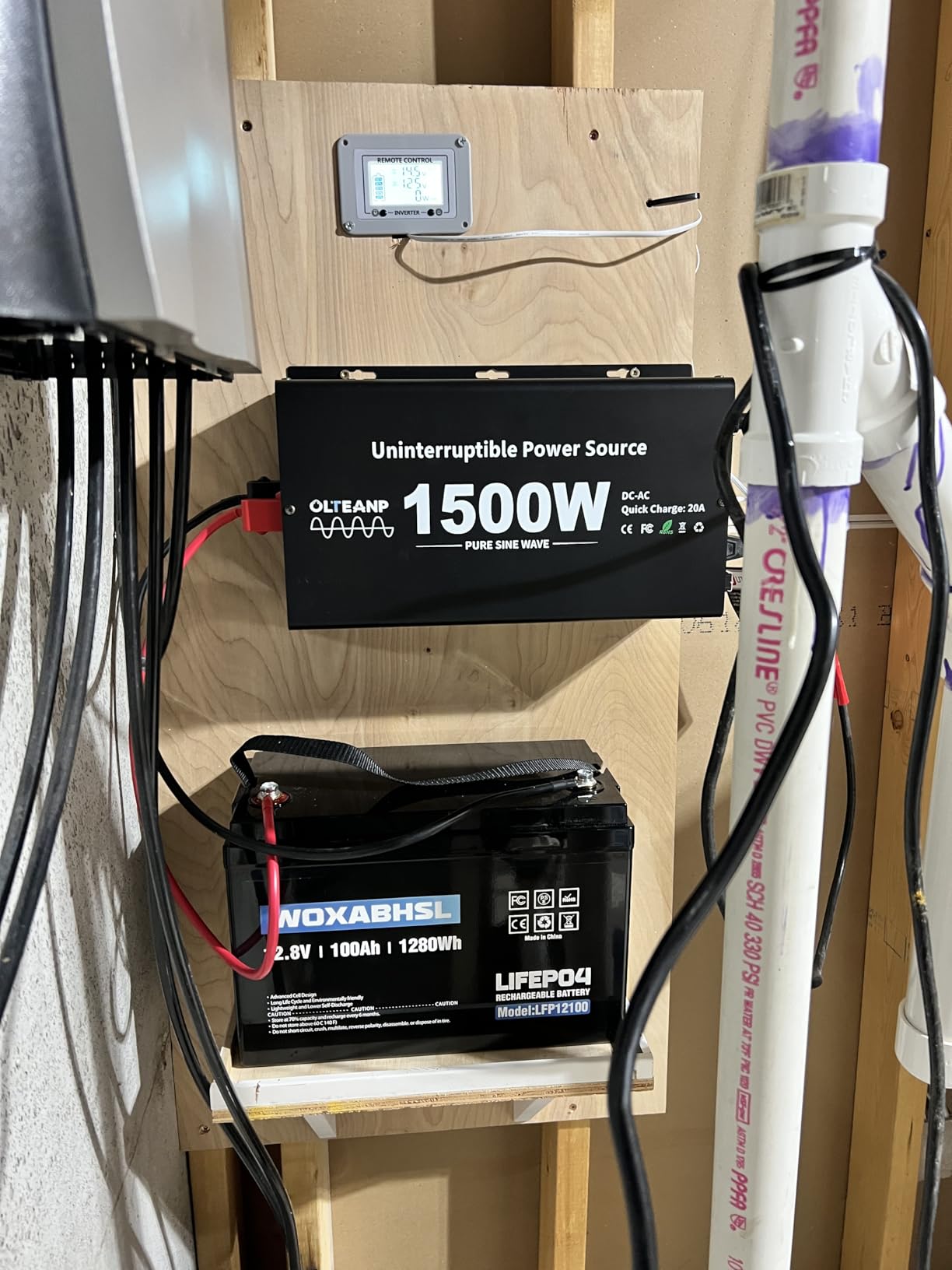 2500W Sump Pump Battery Backup System, Pure Sine Wave Inverter Charger with 25A Fast Charging, Auto Transfer Switch for Basement Flood Protection During Outages, LCD Remote, 12V Deep Cycle Compatible customer photo 2