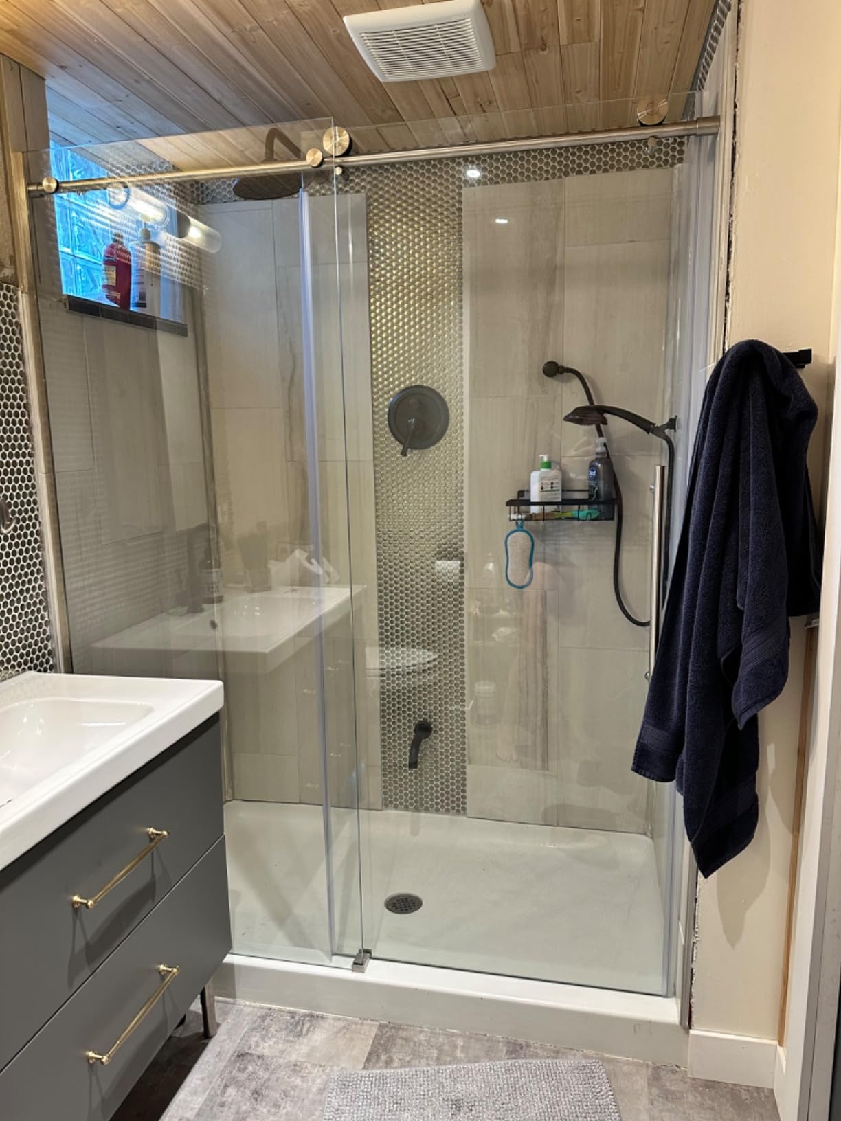 Frameless Sliding Shower Door 56-60 in W x 75 in H, 5/16