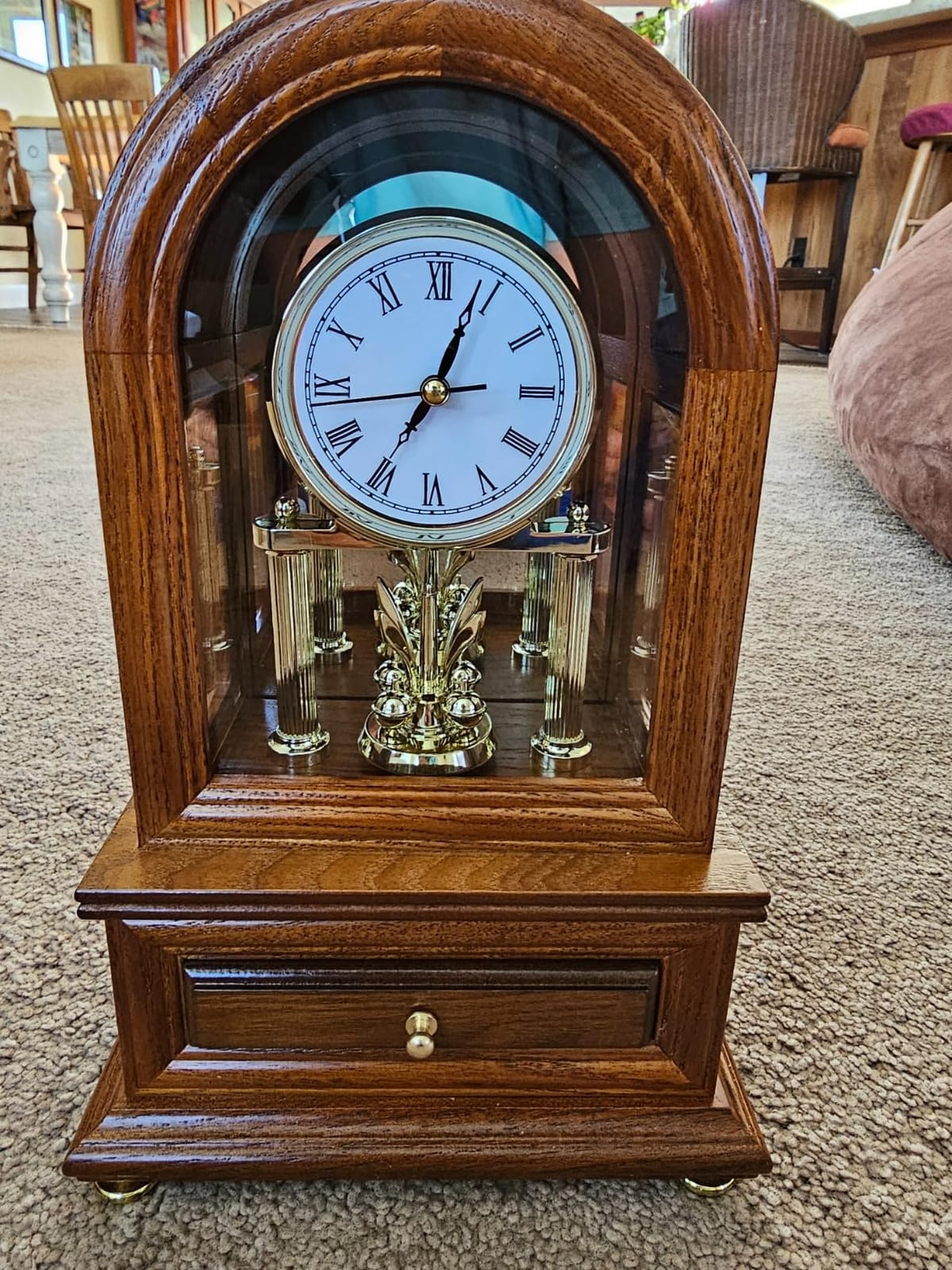 AYRELY® Wooden Table Anniversary Clock, Antique Shelf Clocks, Revolving Pendulum Mantel Clocks, Desk Grandfather Clock for Living Room, Home Decor Gift customer photo 1