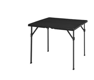 Amazon Basics 34 inch Portable Sturdy Folding Dining Table with Carrying Handle, Space Saving Storage, Square, 33.9 x 29.1 x 33.9 inch, Black customer photo 1