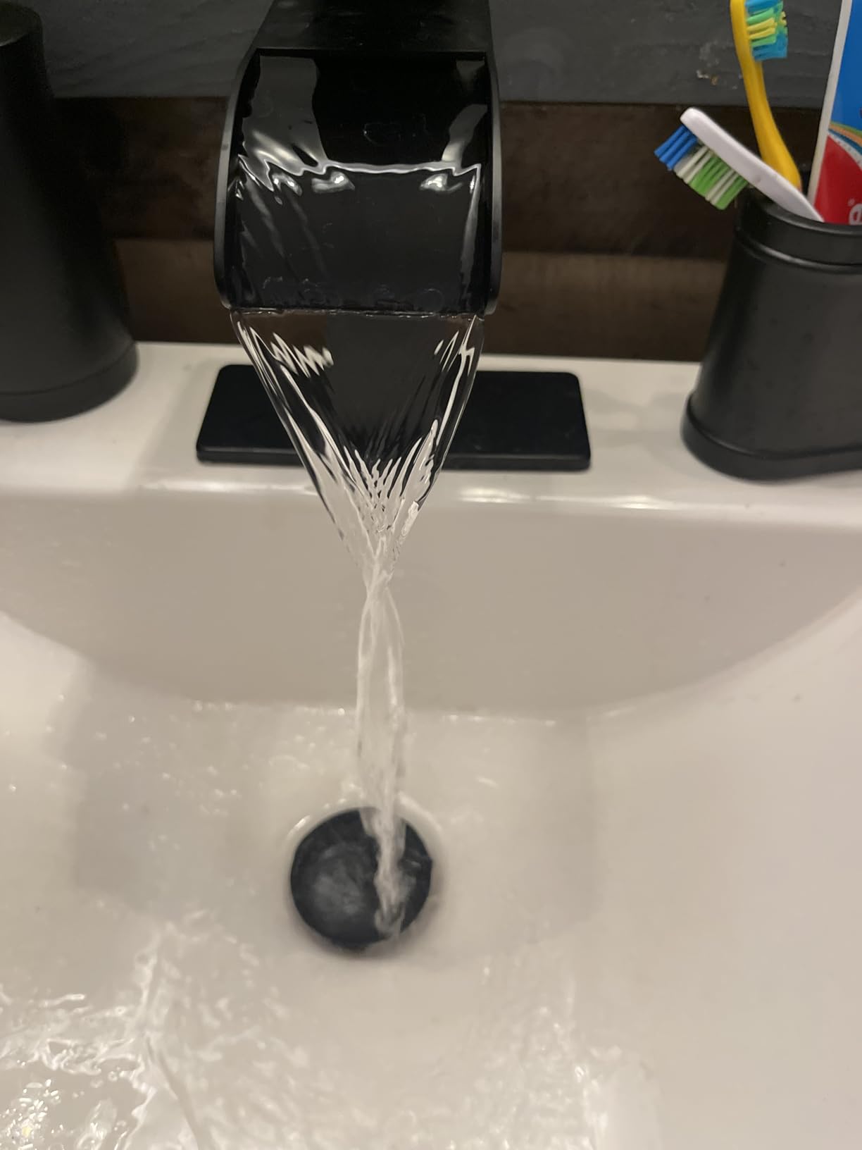 Matte Black Waterfall Bathroom Faucet 1-Handle Vanity Faucet customer photo 1