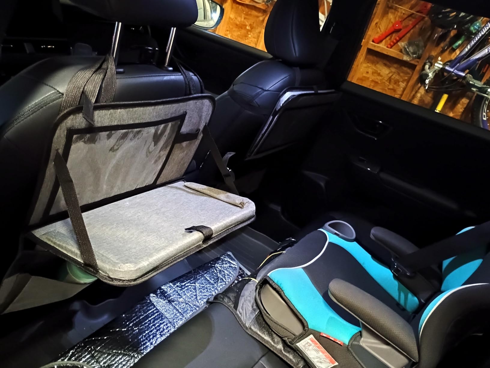 Car Backseat Organizer with Table Tray(2-Pack) 9 Storage Pockets Backseat Car Organizer and storage with Tablet Holder, Kick Mats Back Seat Cover for Kids family Road Trip Essentials Travel | 600d Oxford Fabric, Waterproof & Easy-Clean, Foldable Tray Stows Away, Adjustable Straps Fit Car Seats, Multi-Size Pockets customer photo 2